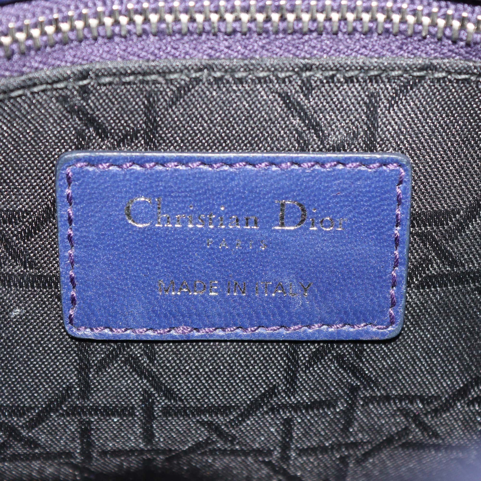 Christian Dior Navy Blue Cannage Leather Small Lady Dior Tote