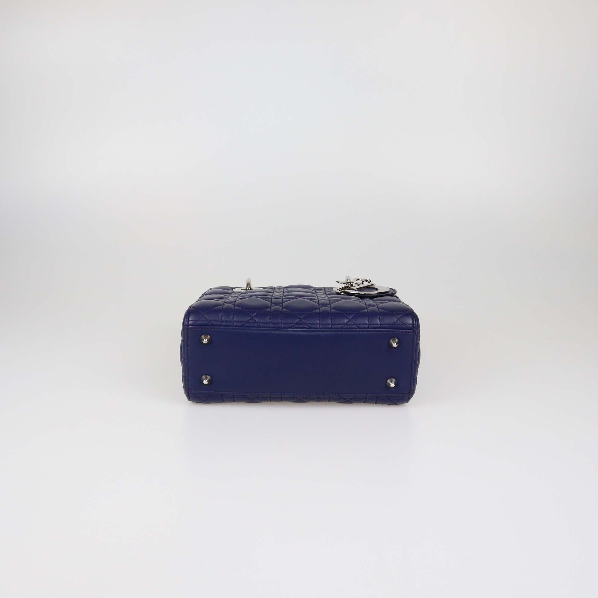 Christian Dior Navy Blue Cannage Leather Small Lady Dior Tote