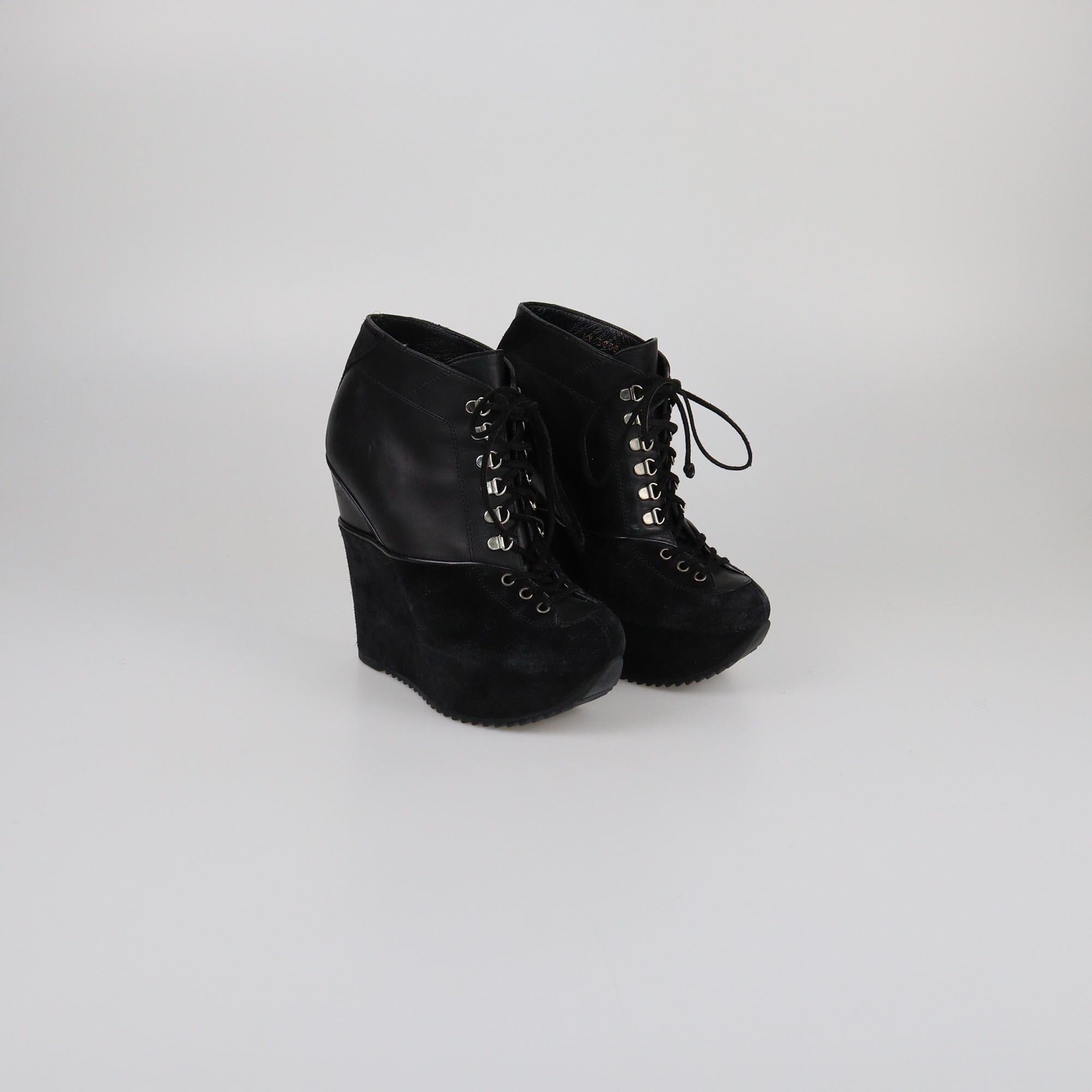 Yves Saint Laurent Black Wedge Booties Womens Yves Saint Laurent