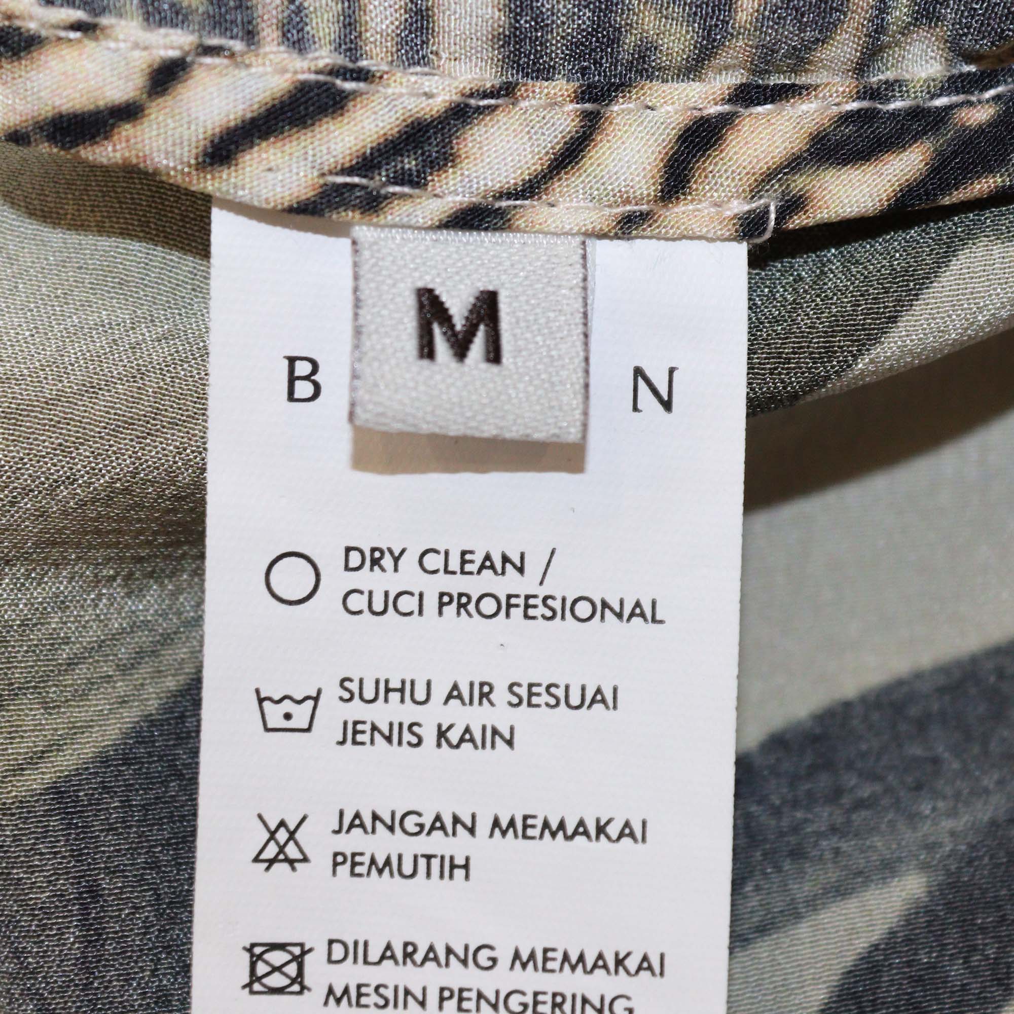 Biyan Green Silk Cockatoo Print Draped Sleeve Cape Top