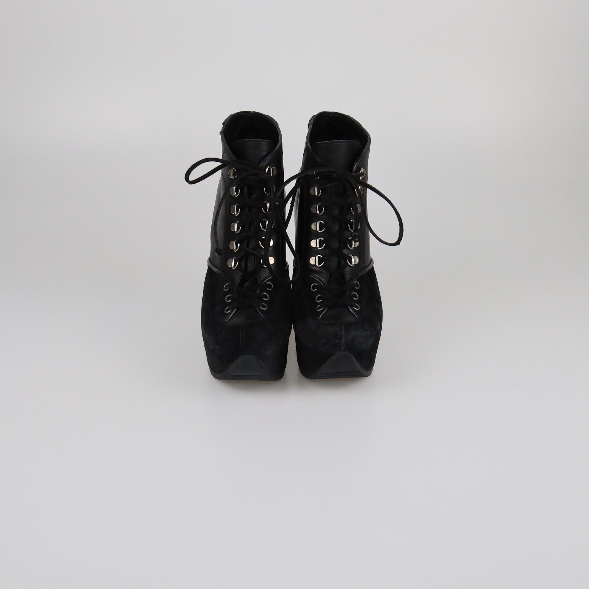 Yves Saint Laurent Black Wedge Booties Womens Yves Saint Laurent
