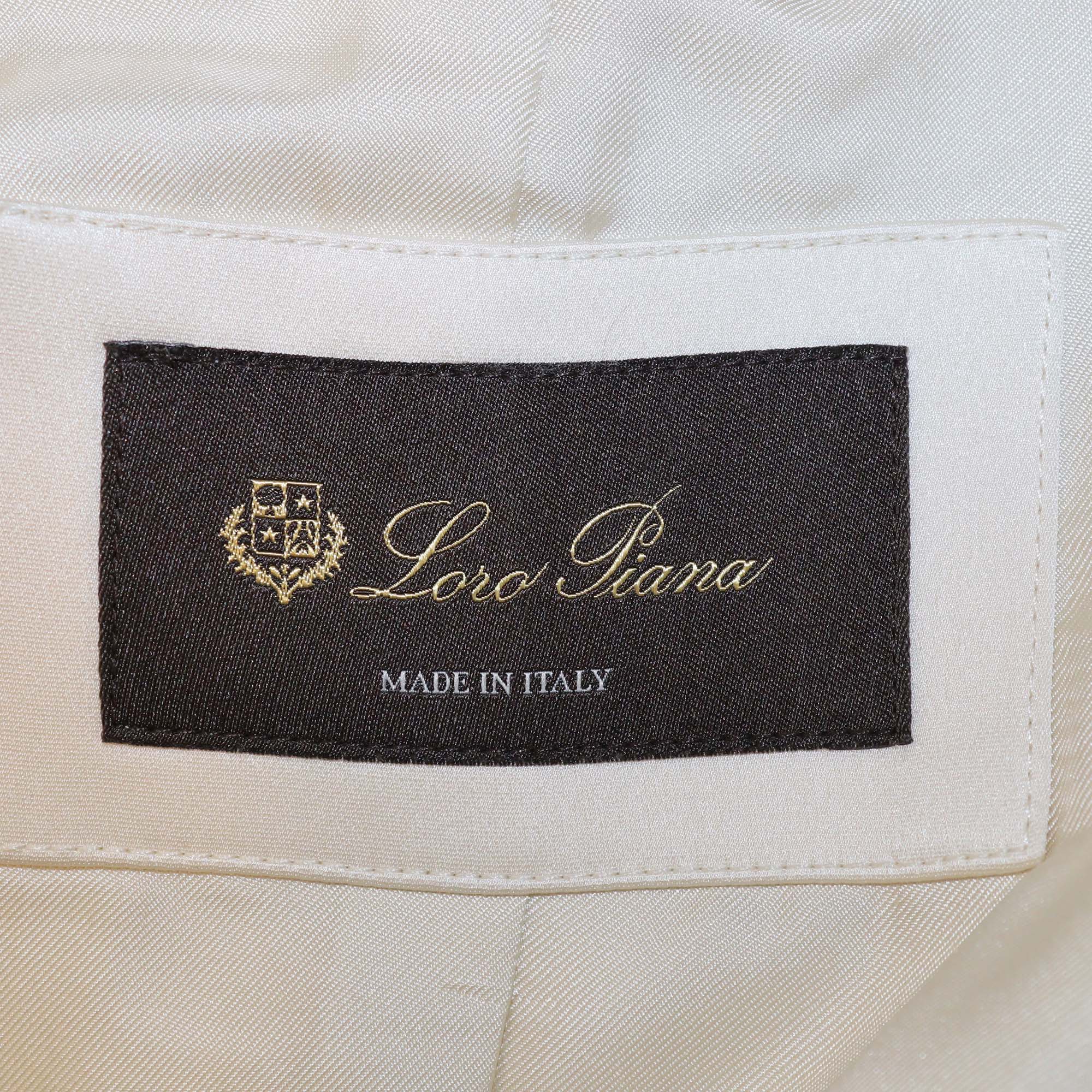 Loro Piana Off White Silk Eddy Field Long Sleeve Belted Jacket