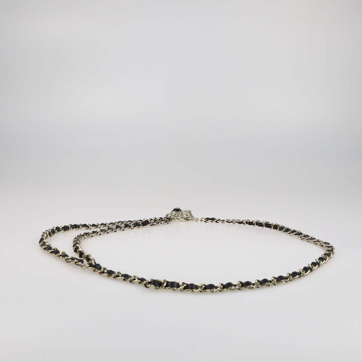 Chanel Black Enamel And Lambskin Leather Gold Tone Metal CC Heart Chain Belt
