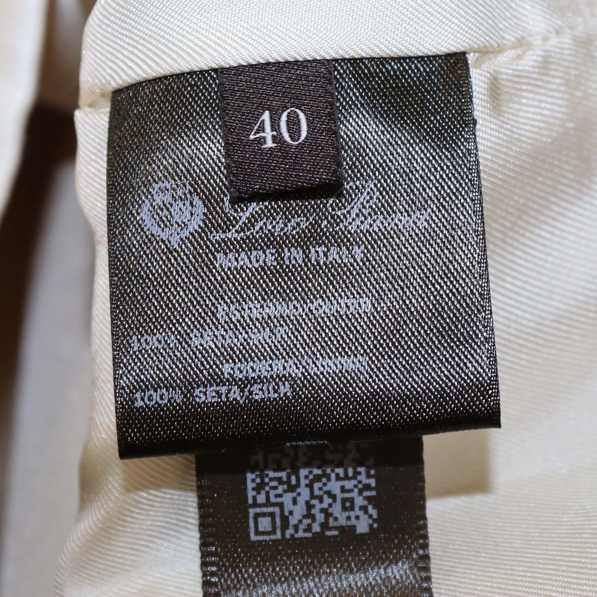 Loro Piana Off White Silk Eddy Field Long Sleeve Belted Jacket