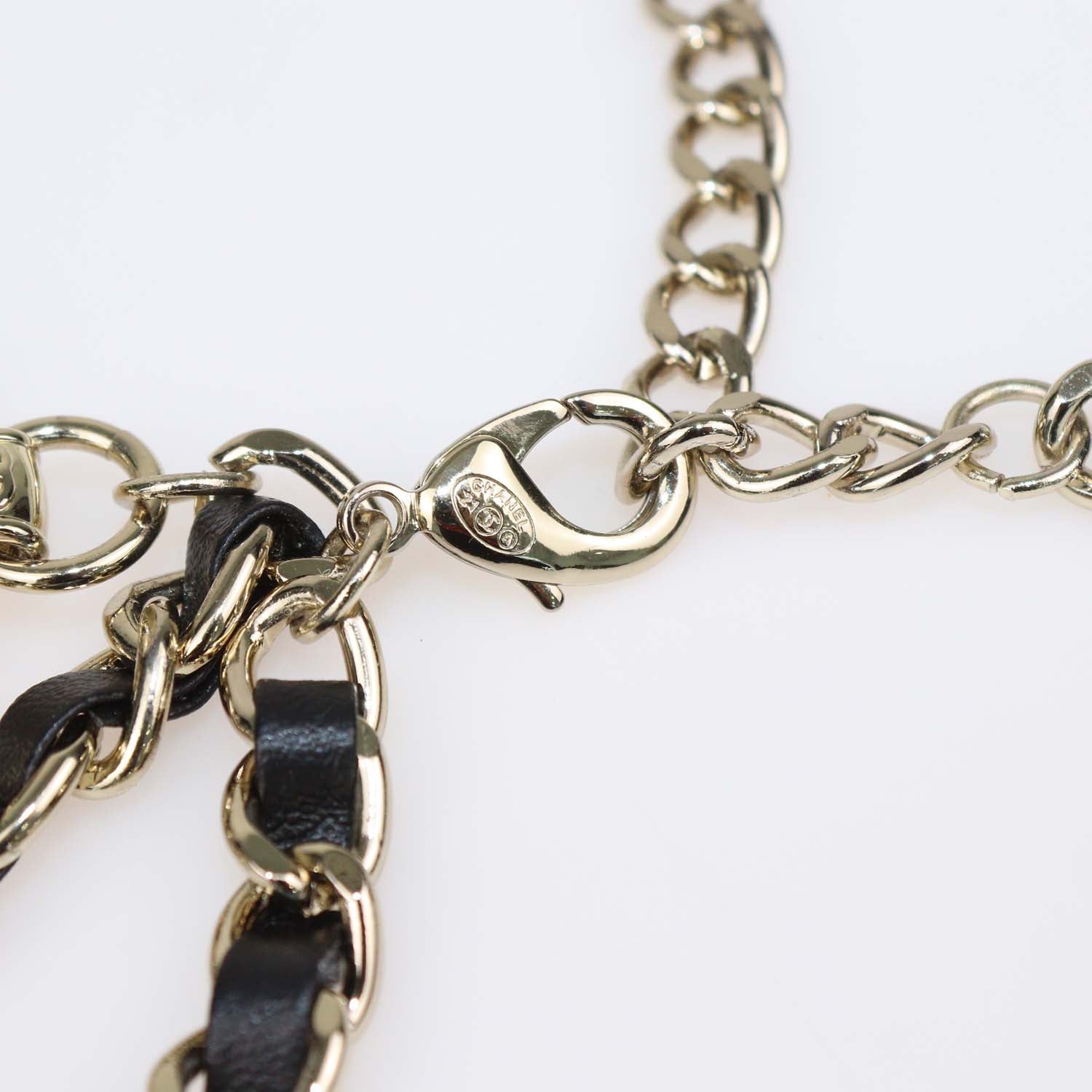 Chanel Black Enamel And Lambskin Leather Gold Tone Metal CC Heart Chain Belt