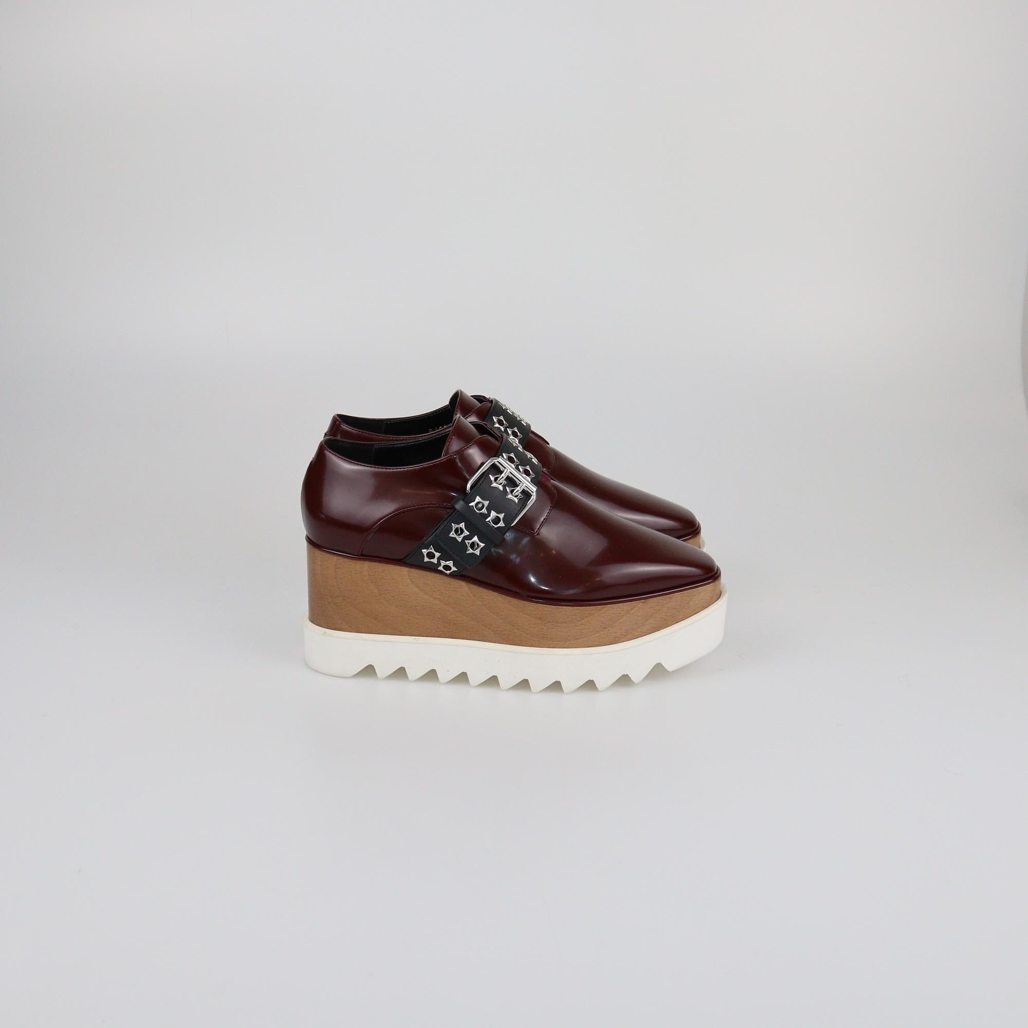 Stella McCartney Burgundy/Black Elyse Stud Band Platform Lace Up Derby Womens Stella McCartney