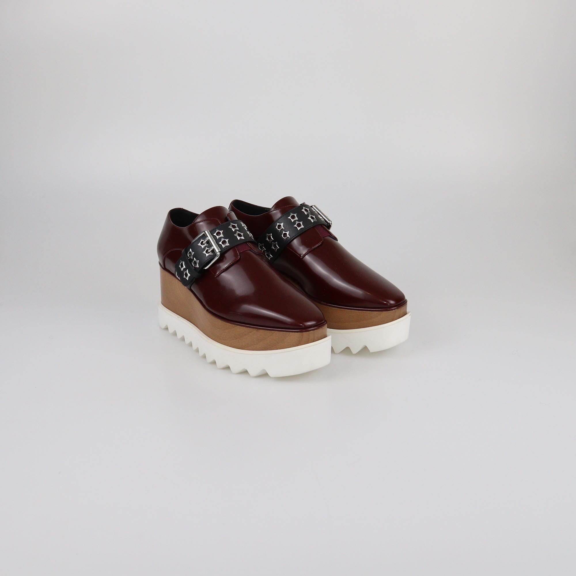 Stella McCartney Burgundy/Black Elyse Stud Band Platform Lace Up Derby Womens Stella McCartney