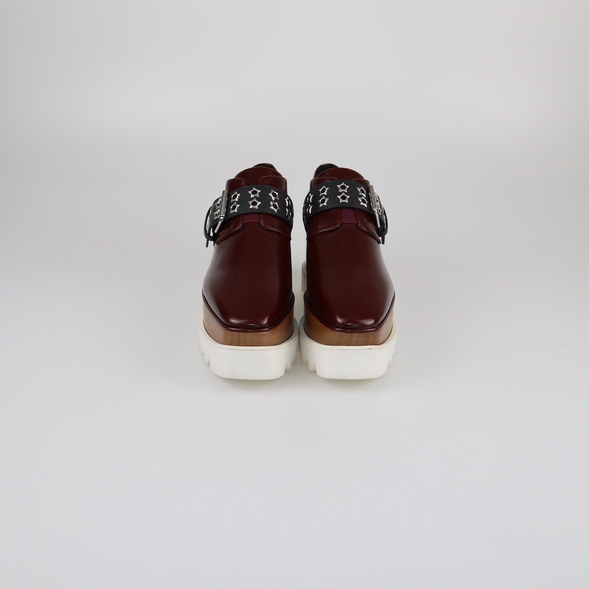 Stella McCartney Burgundy/Black Elyse Stud Band Platform Lace Up Derby Womens Stella McCartney