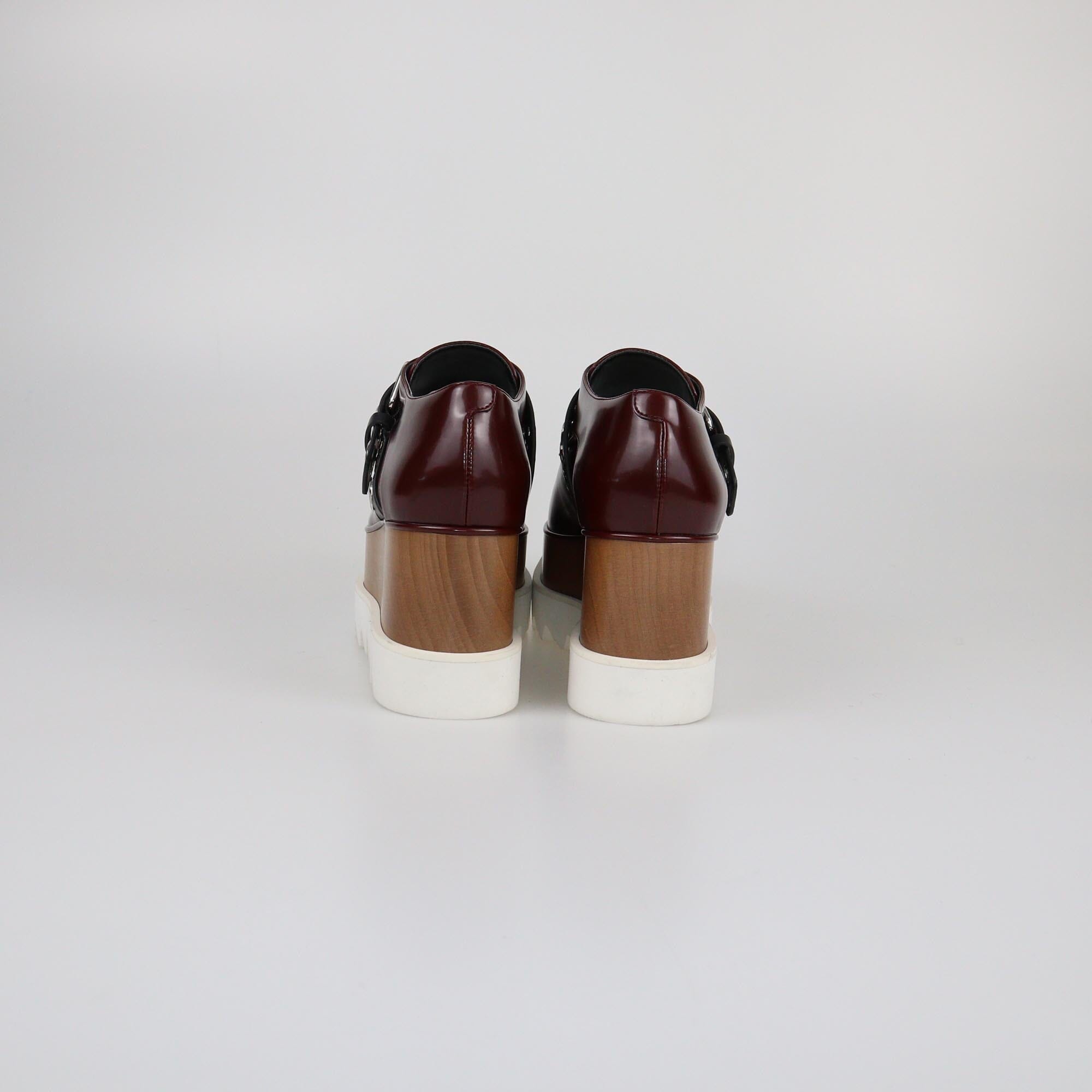 Stella McCartney Burgundy/Black Elyse Stud Band Platform Lace Up Derby Womens Stella McCartney