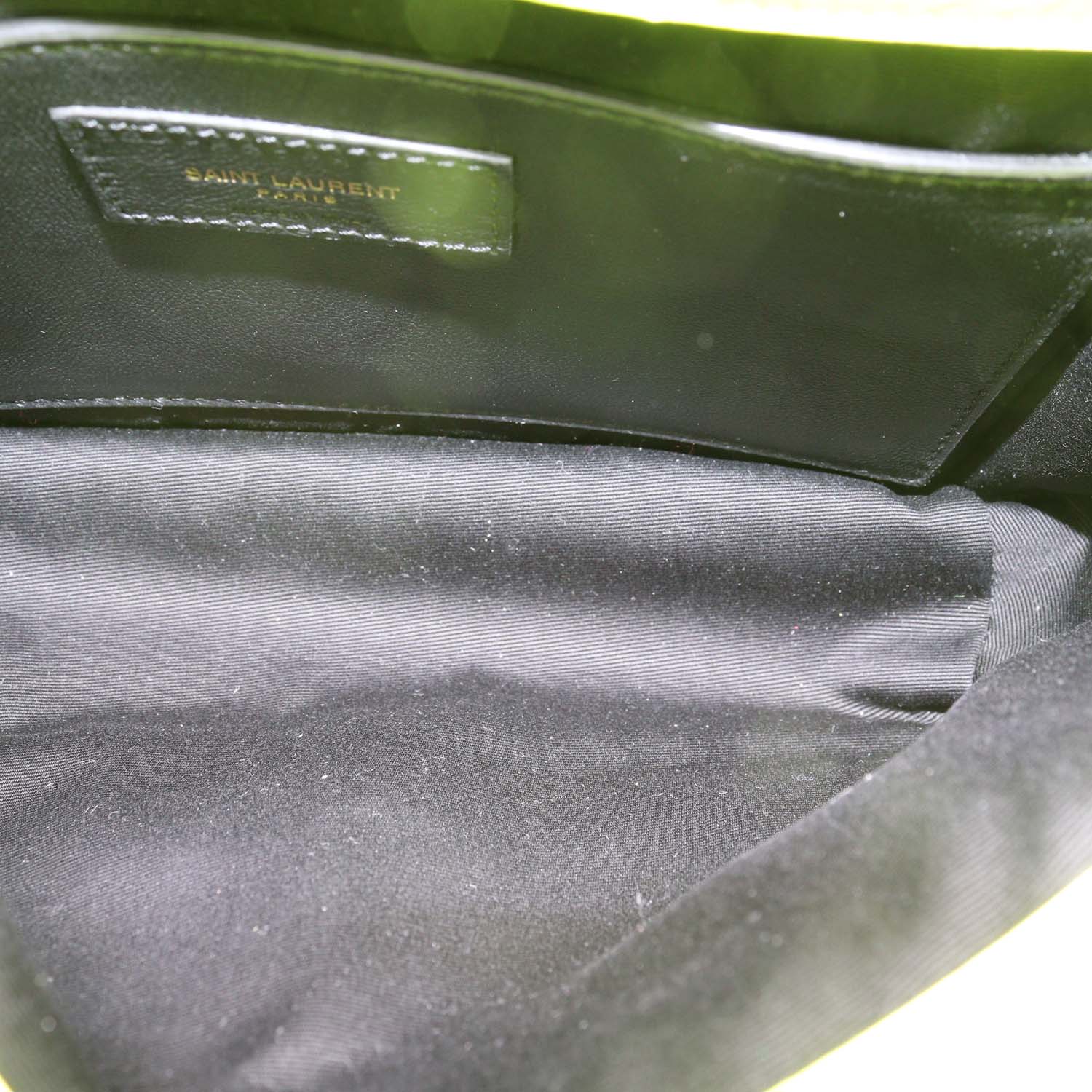 Saint Laurent Neon Green Crinkled Leather Baby Niki Shoulder Bag