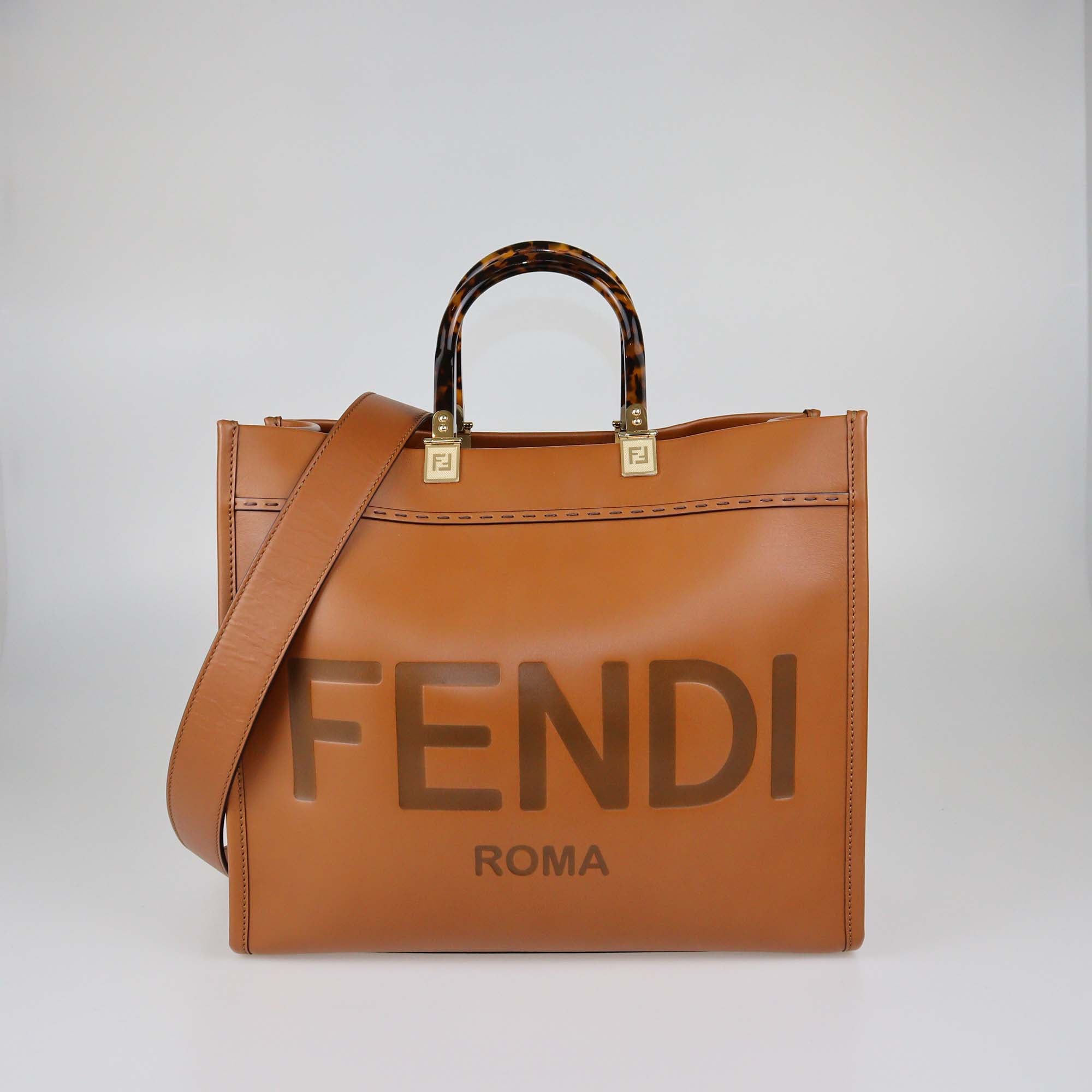 Fendi Brown Leather Medium Sunshine Tote