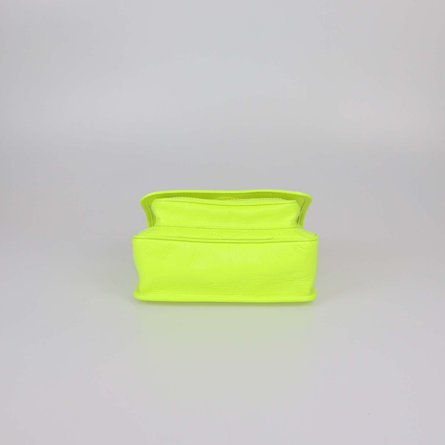 Saint Laurent Neon Green Crinkled Leather Baby Niki Shoulder Bag