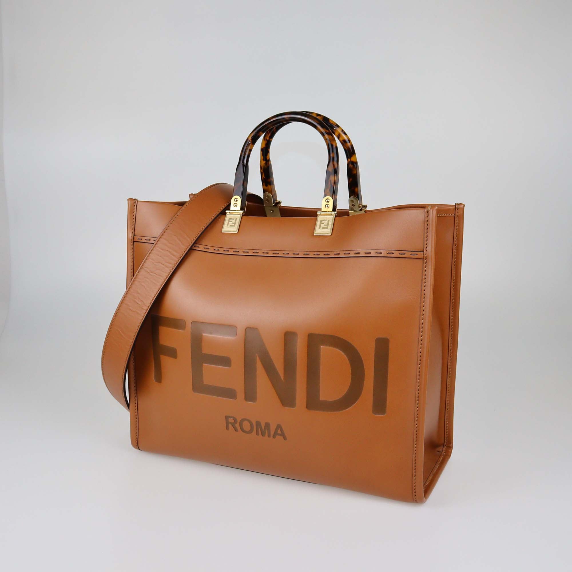 Fendi Brown Leather Medium Sunshine Tote