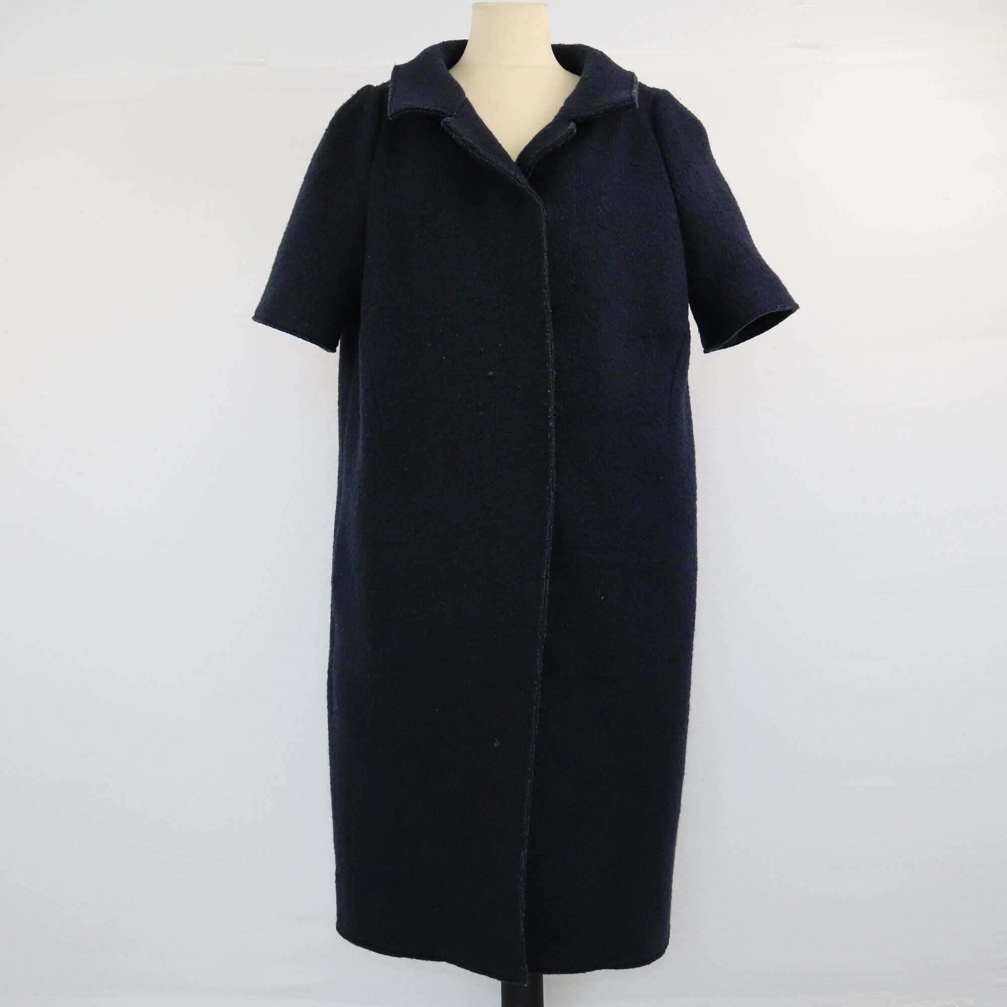 Marni Navy Blue Button Detailed Knee Length Coat Womens Marni