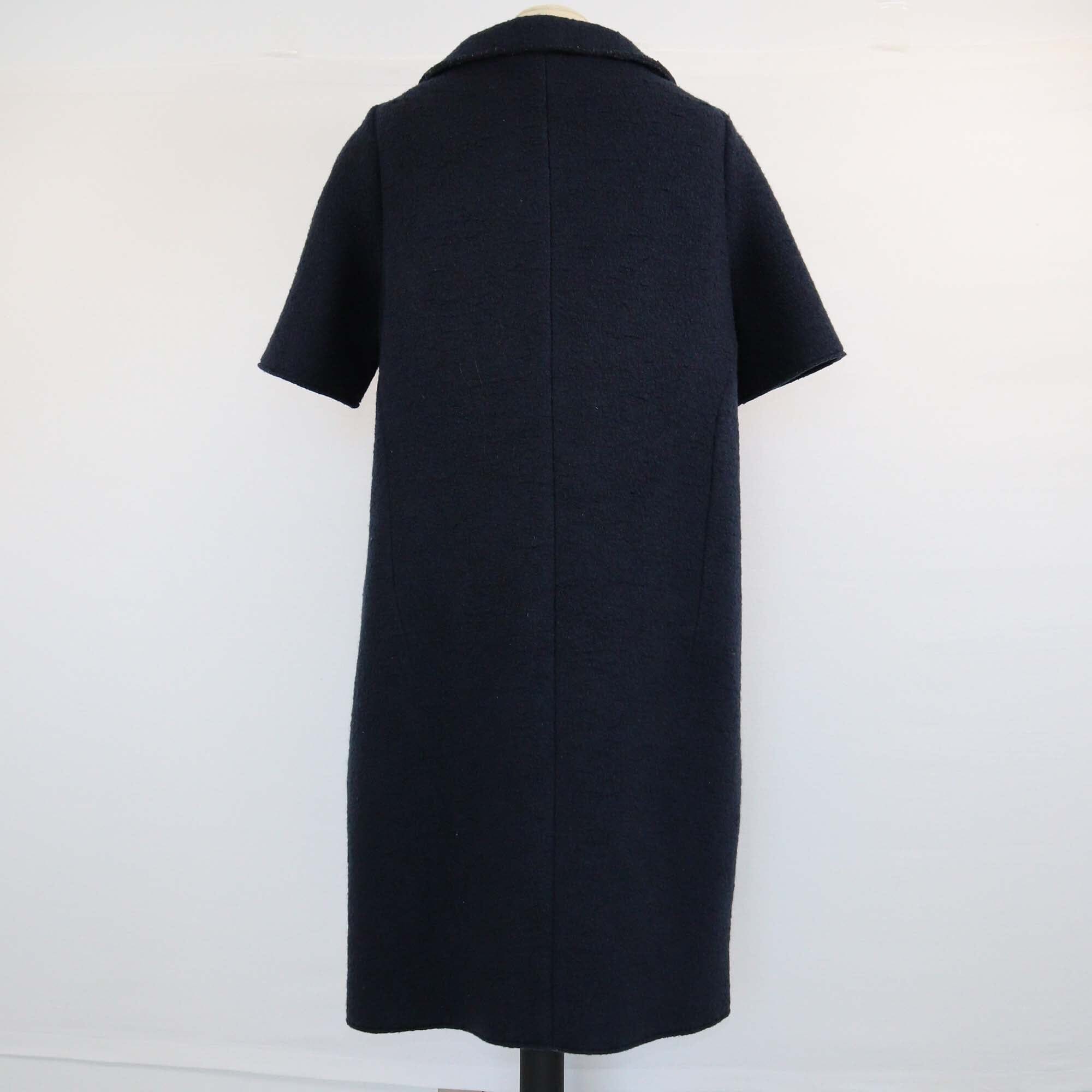 Marni Navy Blue Button Detailed Knee Length Coat Womens Marni