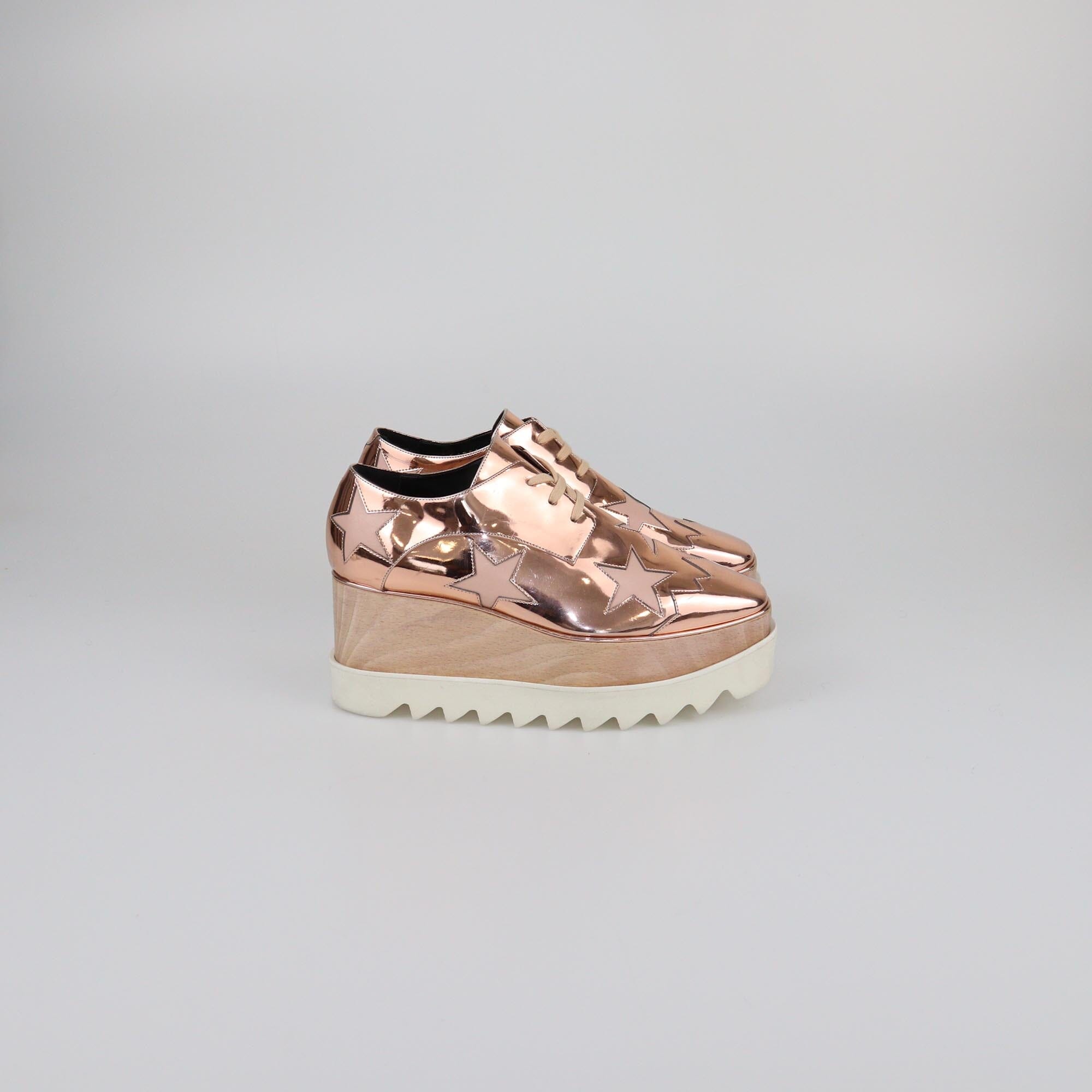 Stella McCartney Rose Gold Elyse Platform Lace Up Derby Womens Stella McCartney