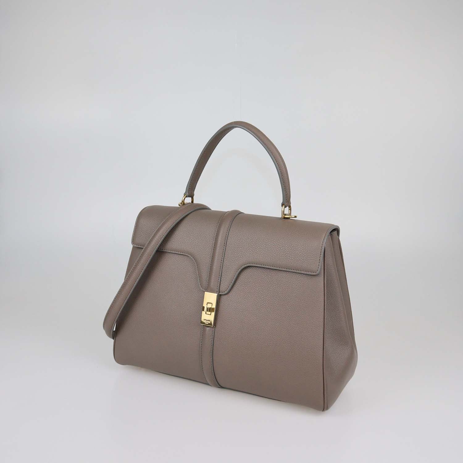 Celine Beige Leather Medium 16 Top Handle Bag