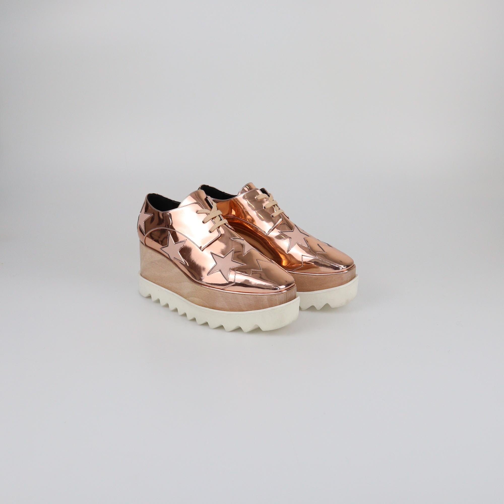 Stella McCartney Rose Gold Elyse Platform Lace Up Derby Womens Stella McCartney
