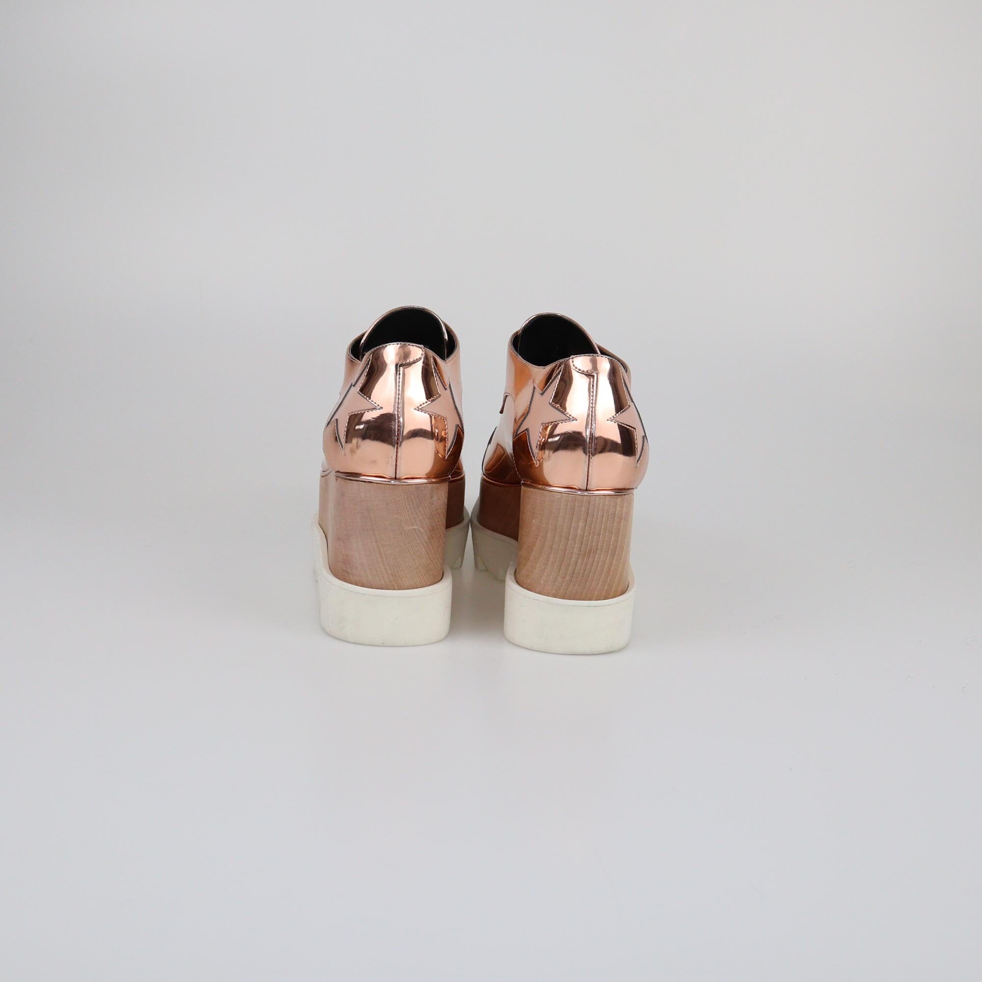 Stella McCartney Rose Gold Elyse Platform Lace Up Derby Womens Stella McCartney