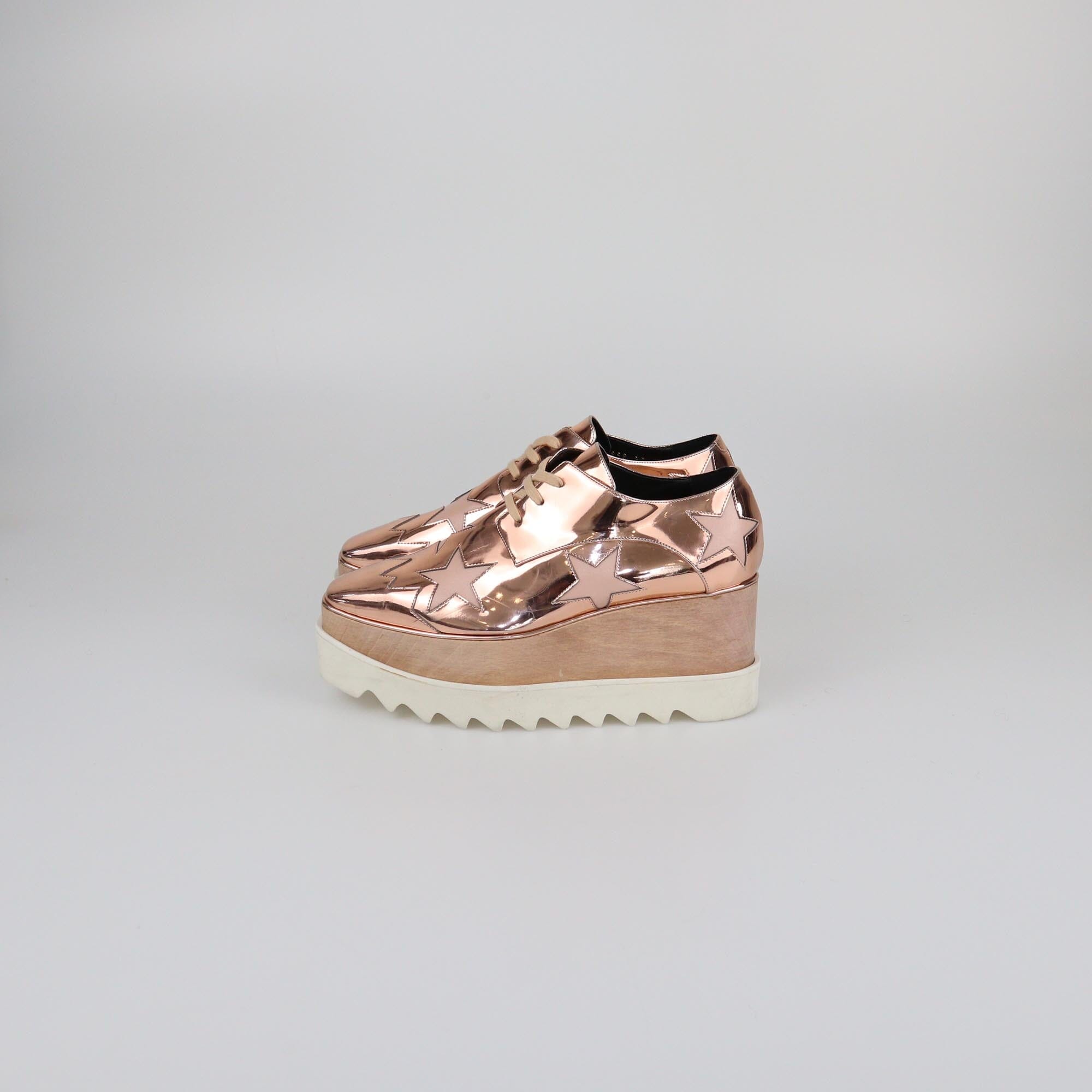 Stella McCartney Rose Gold Elyse Platform Lace Up Derby Womens Stella McCartney