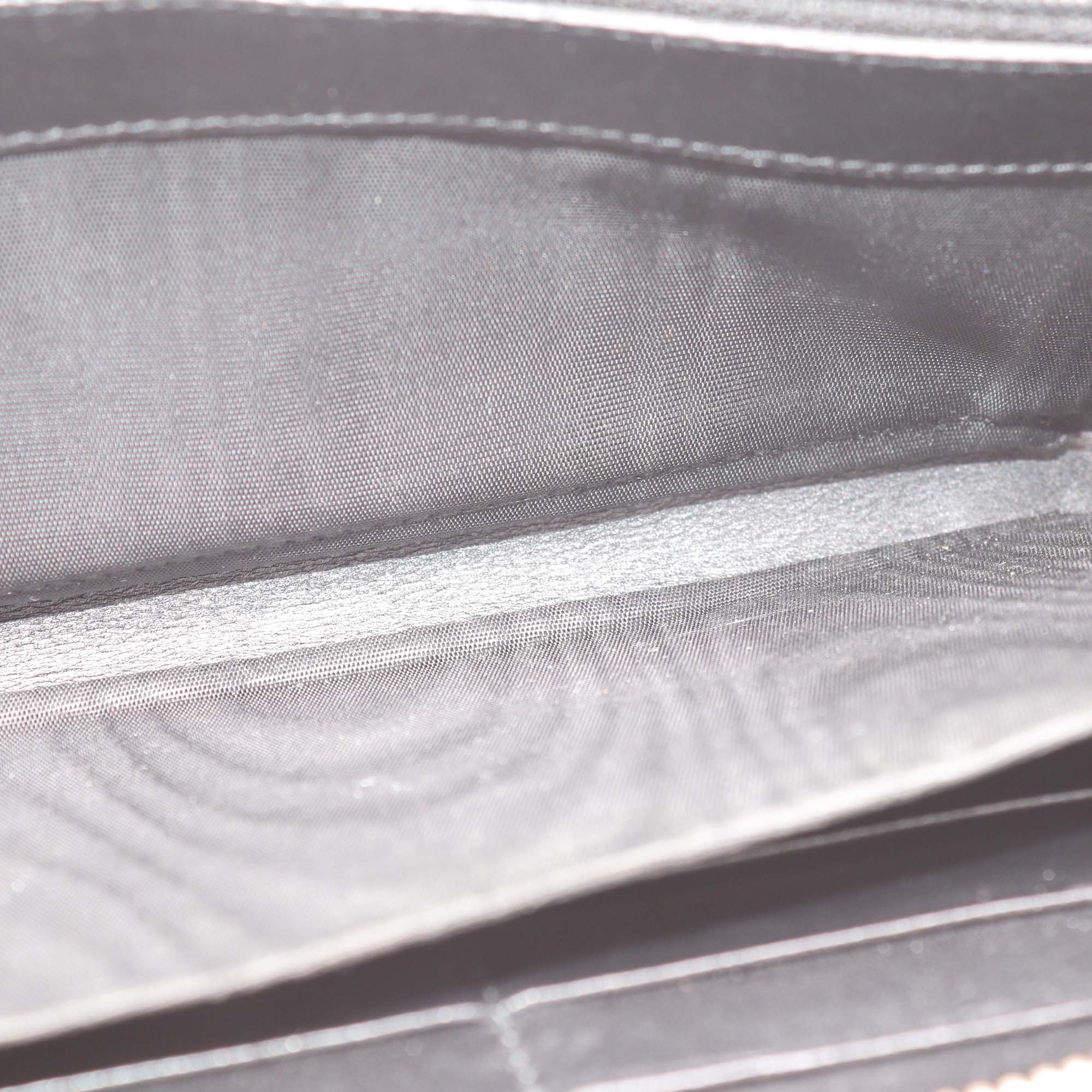 Yves Saint Laurent Black Aged Patent Leather Belle De Jour Zip Around Wallet