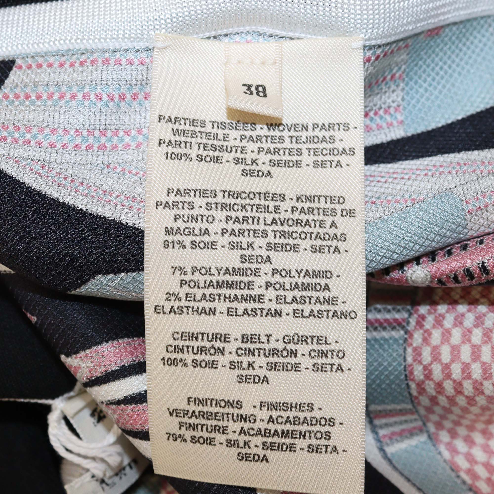 Hermes Black Silk Blended Lettres Equestres Print Belted Long Cardigan