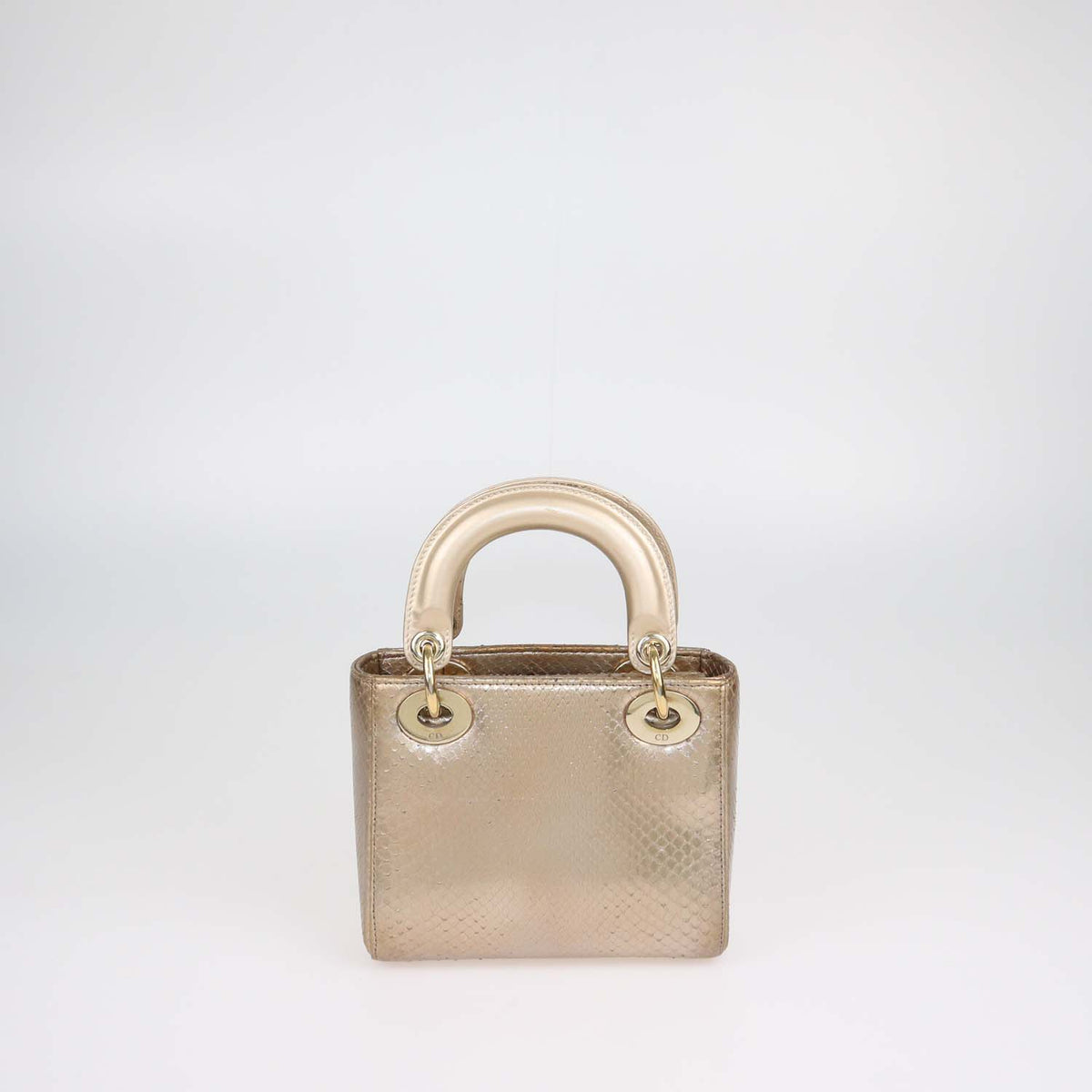 Christian Dior Gold Python Mini Lady Dior Tote