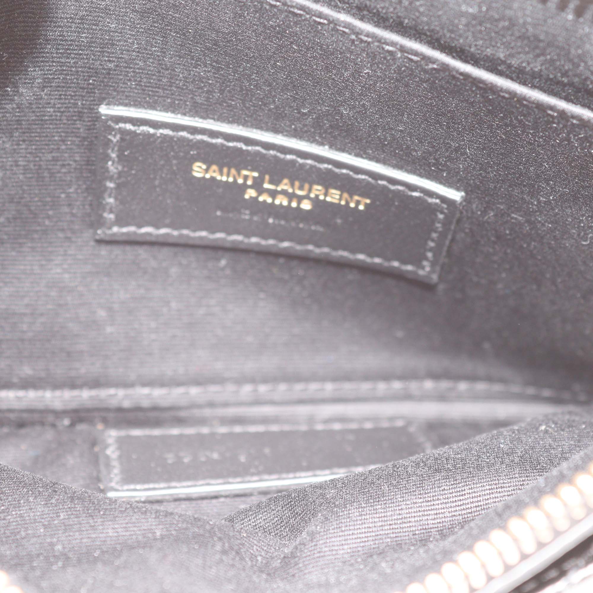 Saint Laurent Black Matelasse Leather Cassandre Pouch