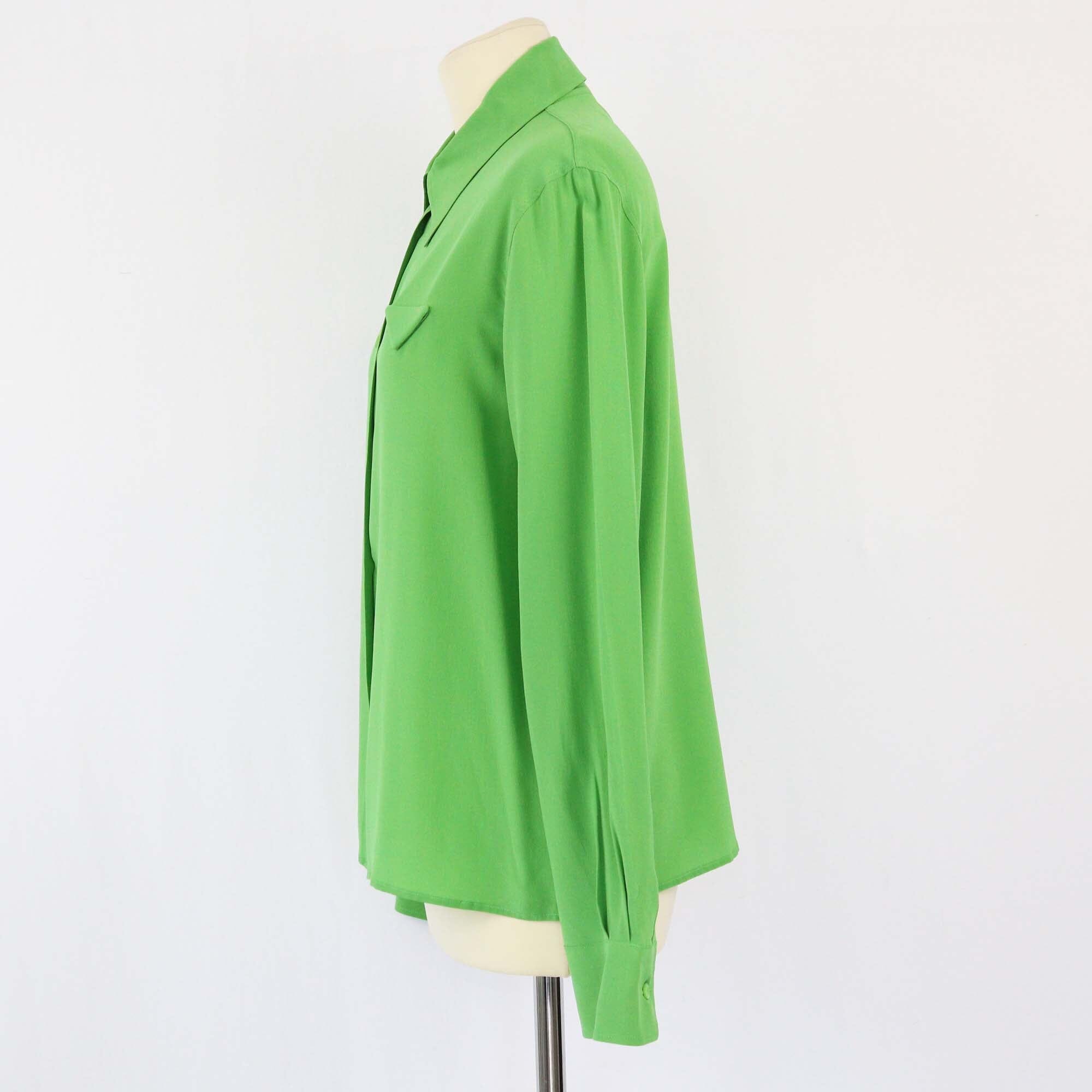 Prada Green Button Up Long Sleeve Shirt Womens Prada