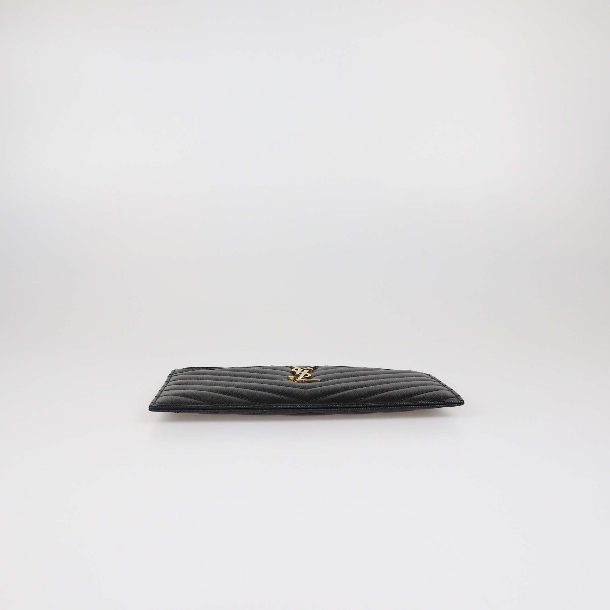 Saint Laurent Black Matelasse Leather Cassandre Pouch