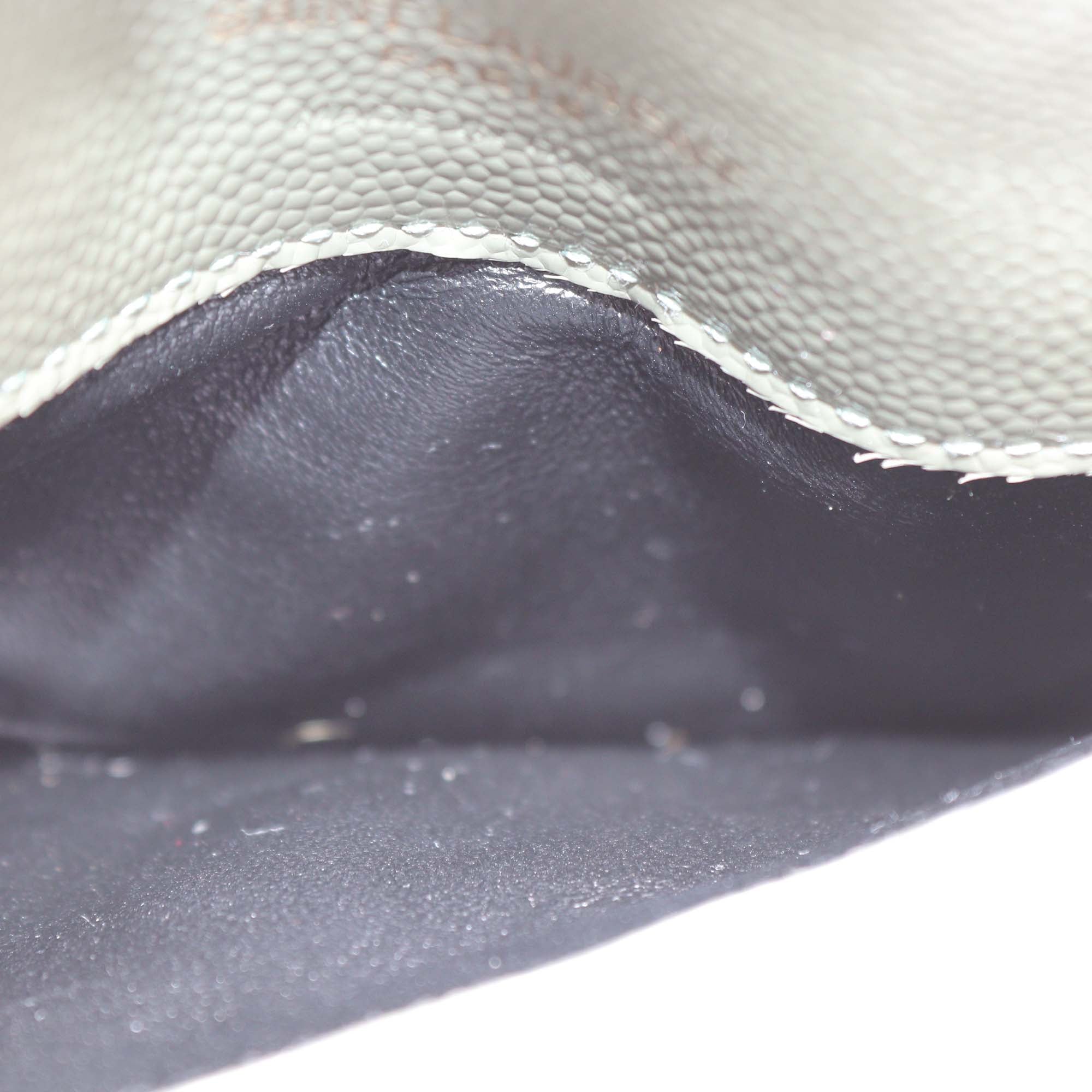 Saint Laurent Green Matelasse Leather Cassandre Fragment Flap Card Case