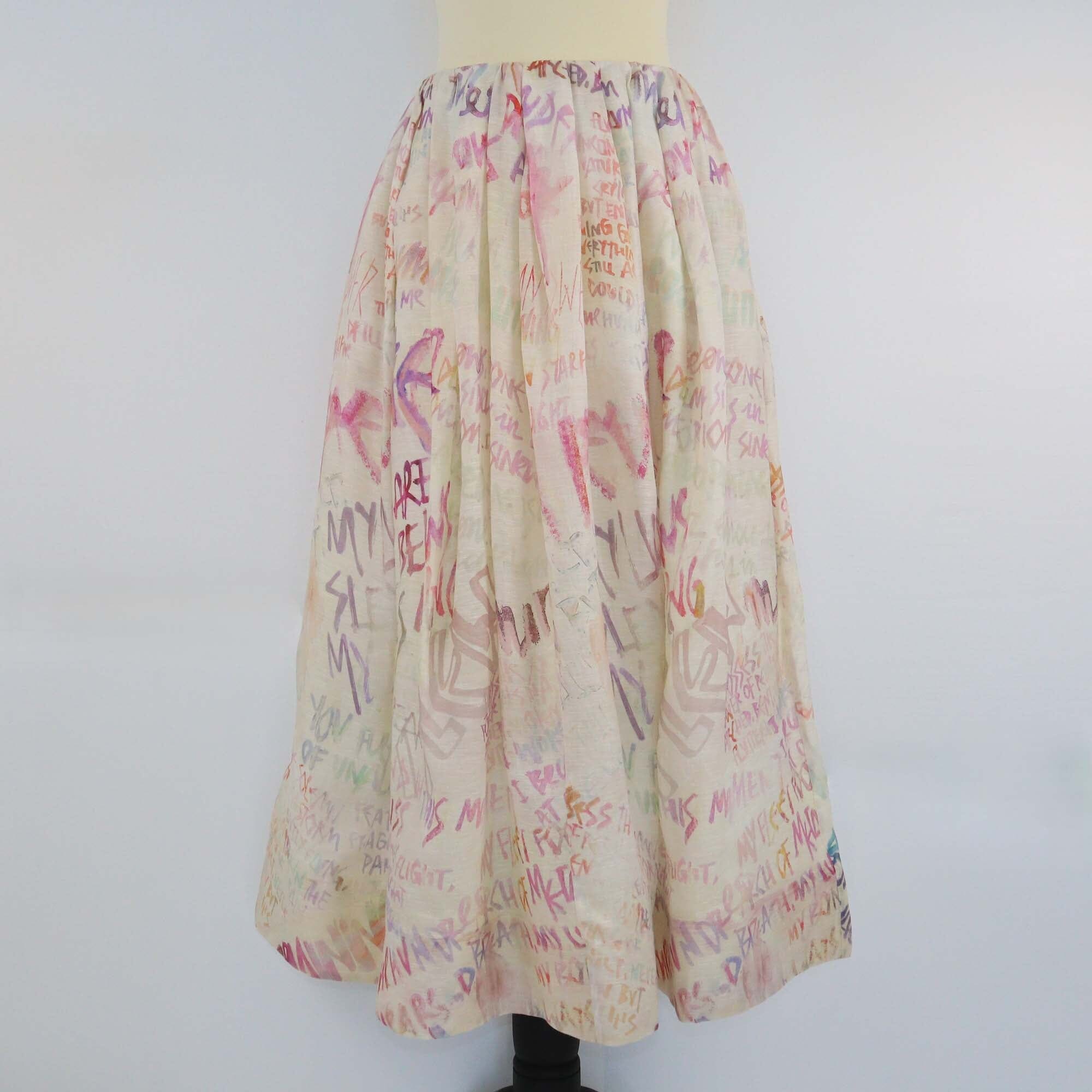 Zimmermann Off White Printed Ruffle Embellished Midi Skirt Womens Zimmermann