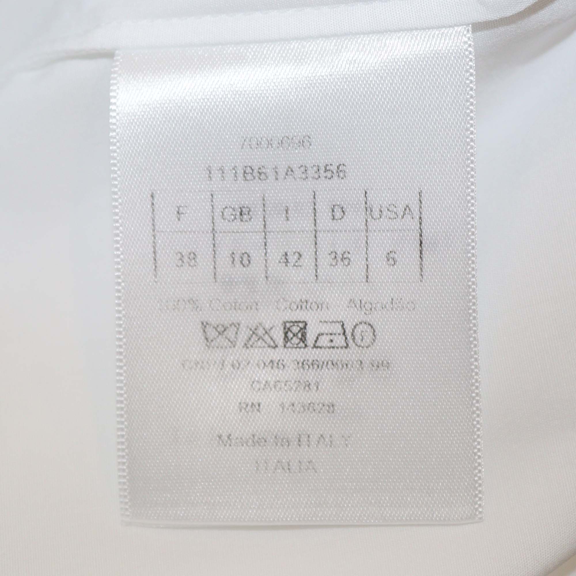 Christian Dior White Cotton Poplin Button Up Crop Blouse