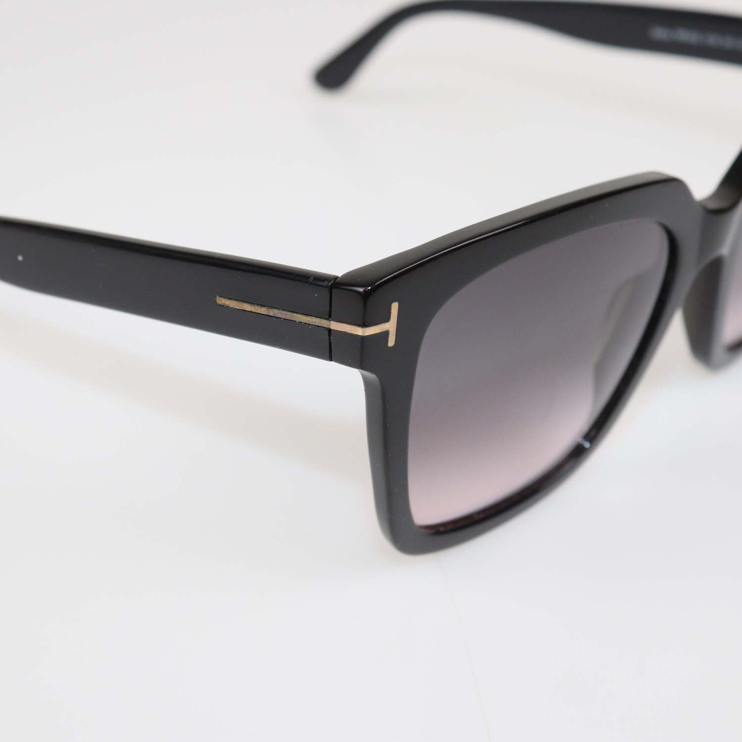 Tom Ford Black Acetate Selby Square Sunglasses