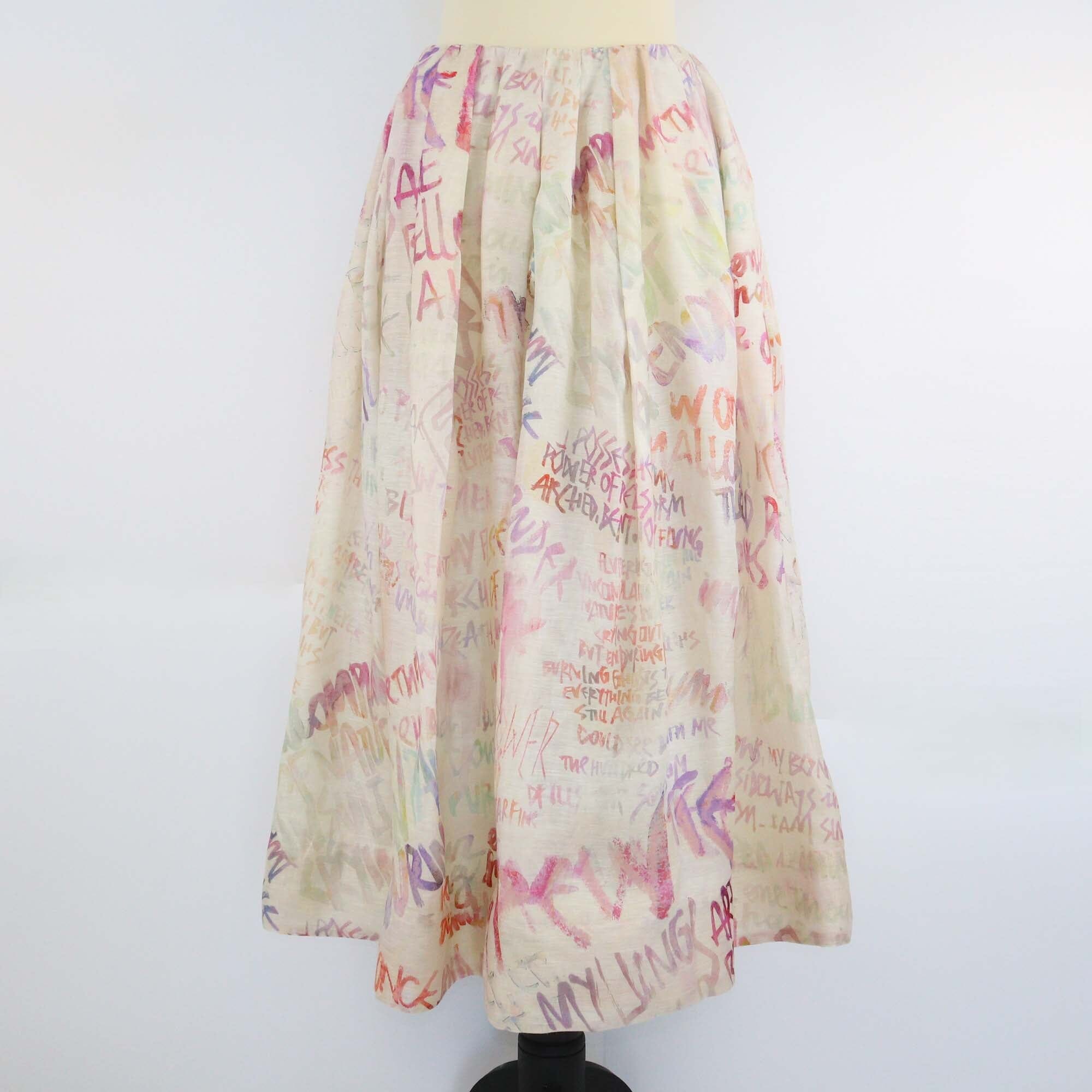 Zimmermann Off White Printed Ruffle Embellished Midi Skirt Womens Zimmermann