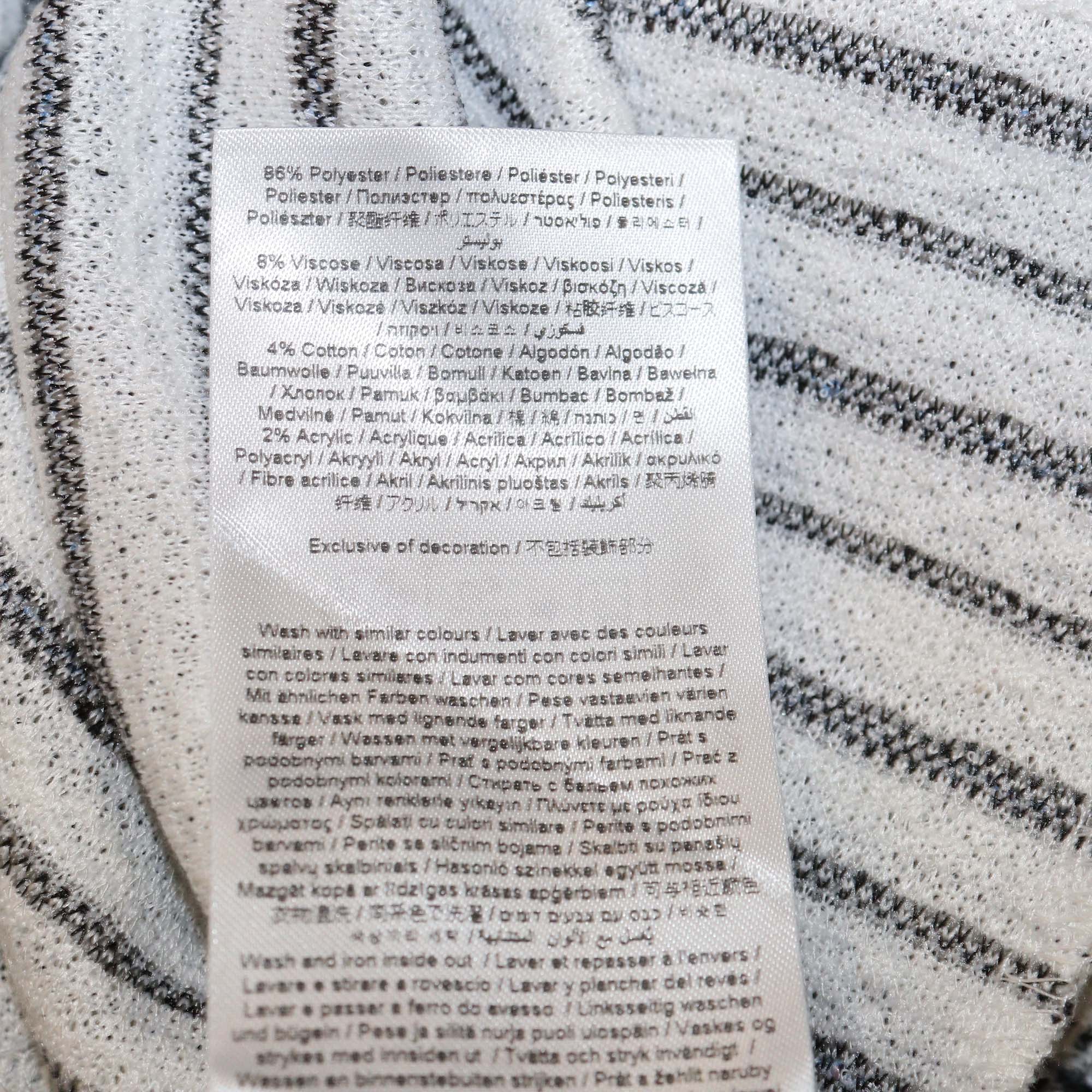 Karl Lagerfeld White/Black Striped Tweed Short Sleeve Mini Dress