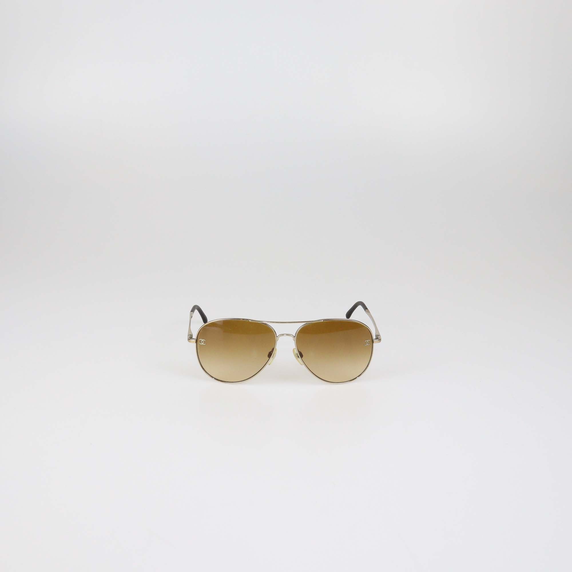 Chanel Gold/Brown Gradient Aviator Sunglasses