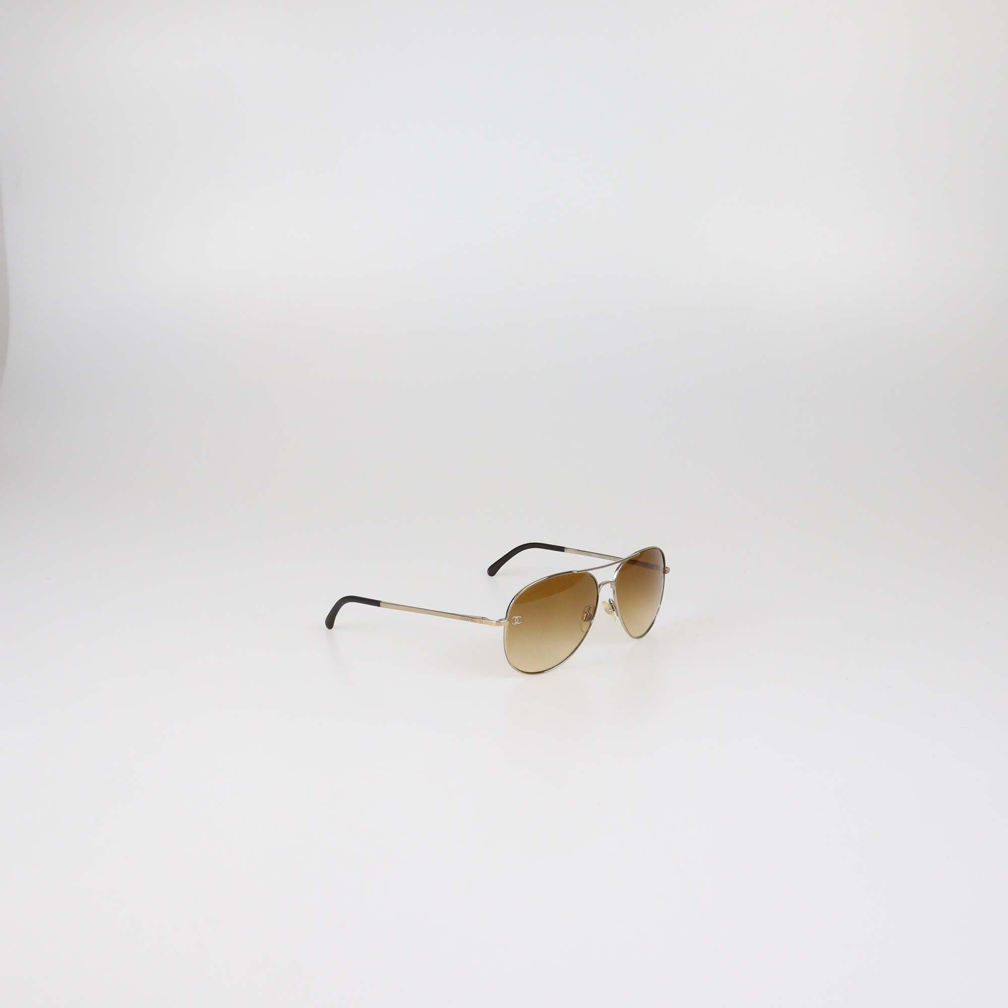 Chanel Gold/Brown Gradient Aviator Sunglasses