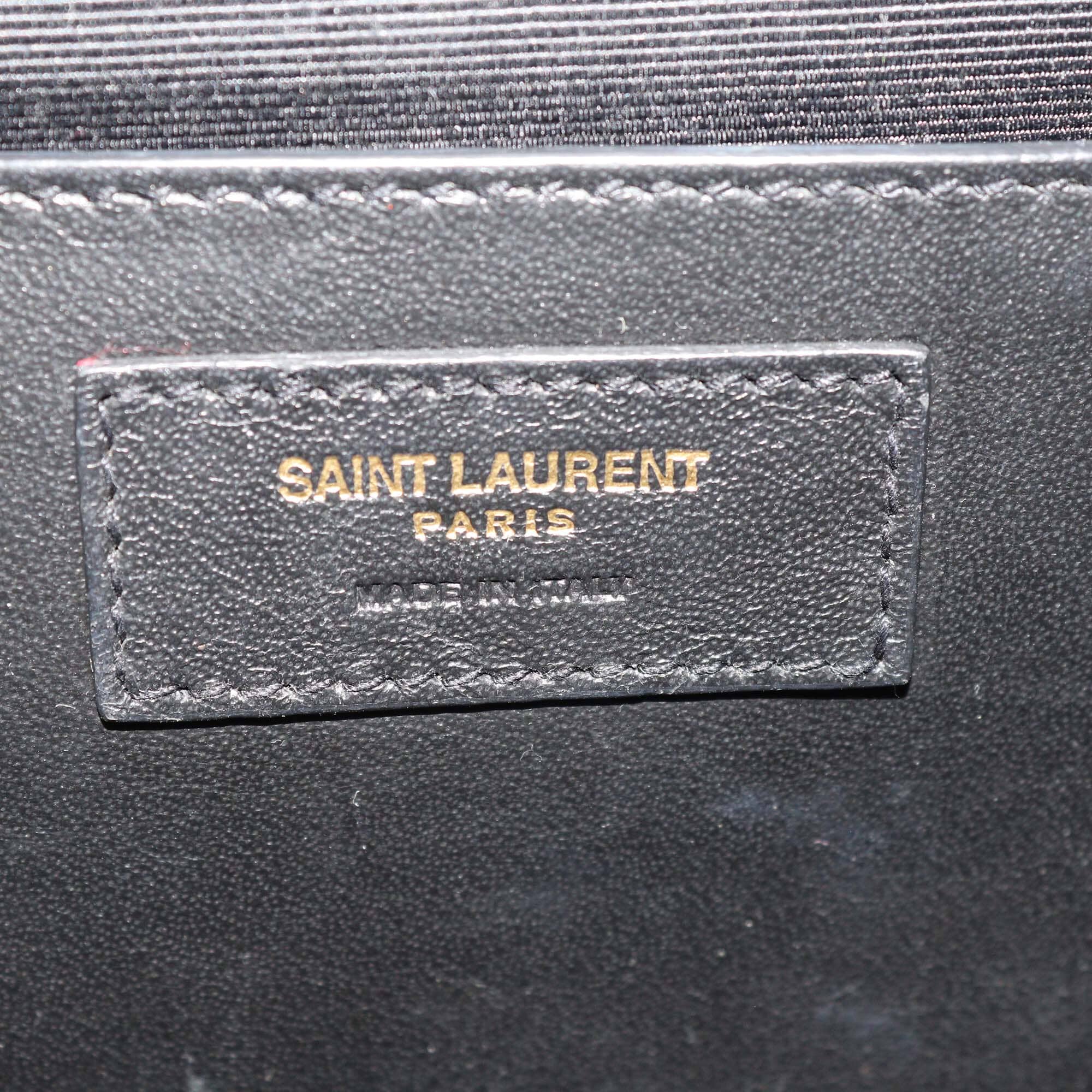 Saint Laurent Navy Blue Mixed Matelasse Leather Medium Monogram Shoulder Bag Womens Saint Laurent