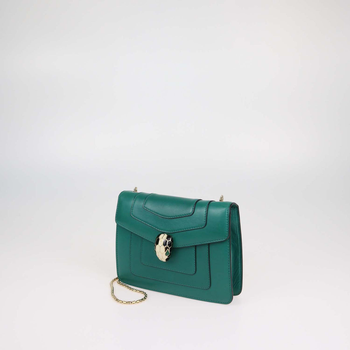 Bvlgari Green Leather Serpenti Forever Crossbody Bag