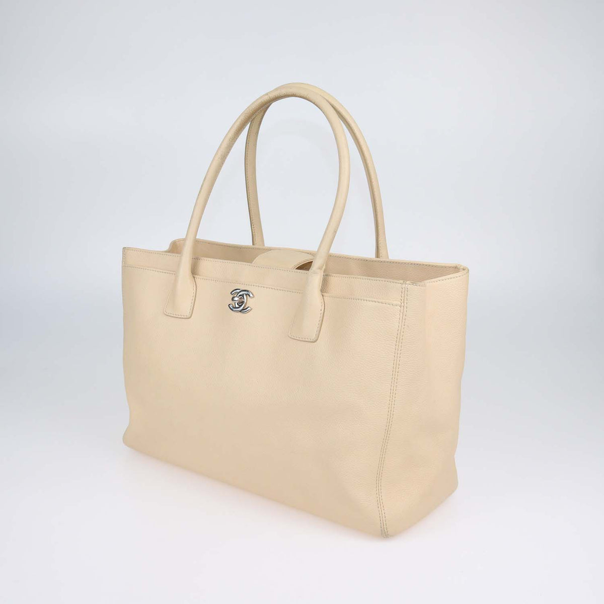 Chanel Cream Leather Executive Cerf Shopper Tote