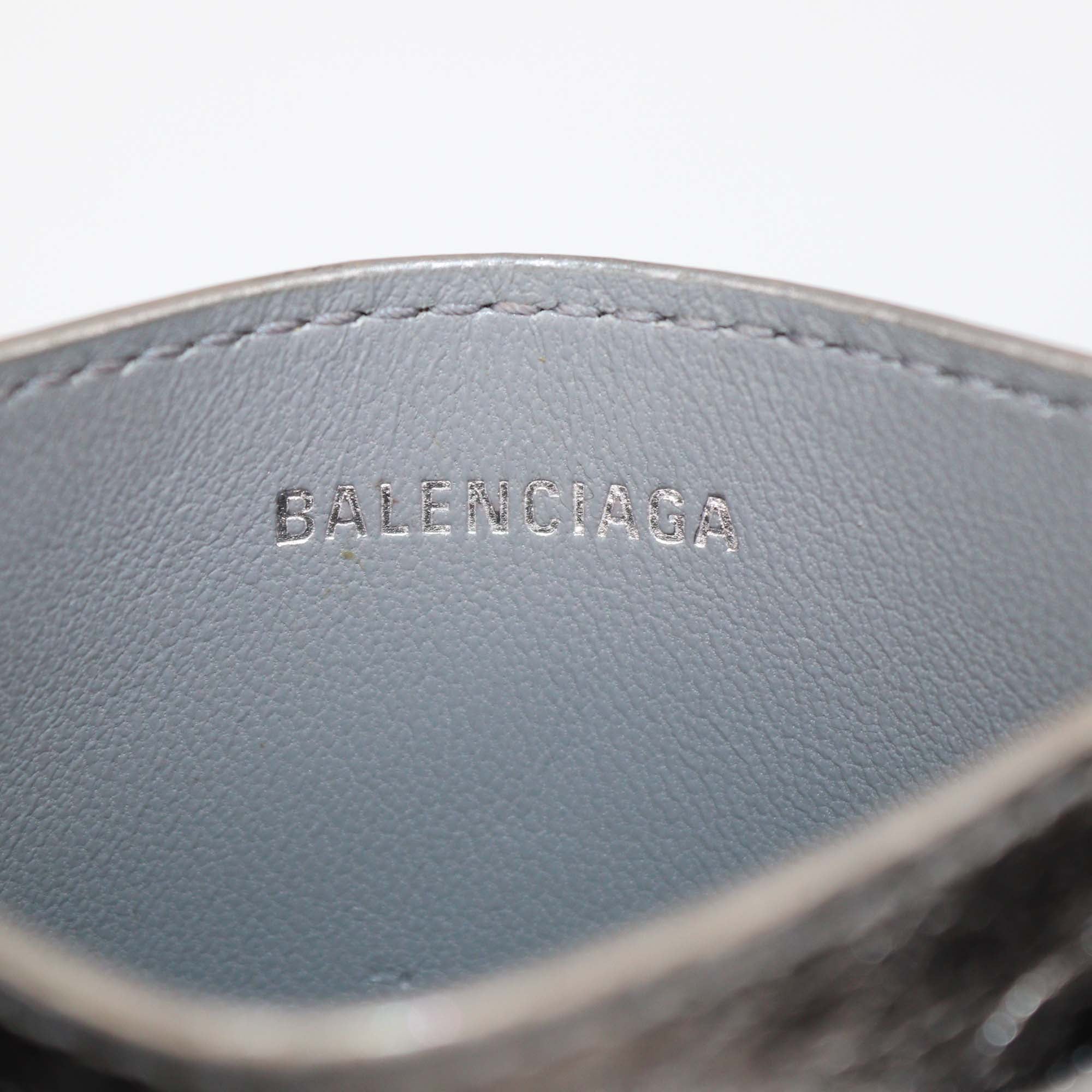 Balenciaga Metallic Grey Leather Le Cagole Card Holder