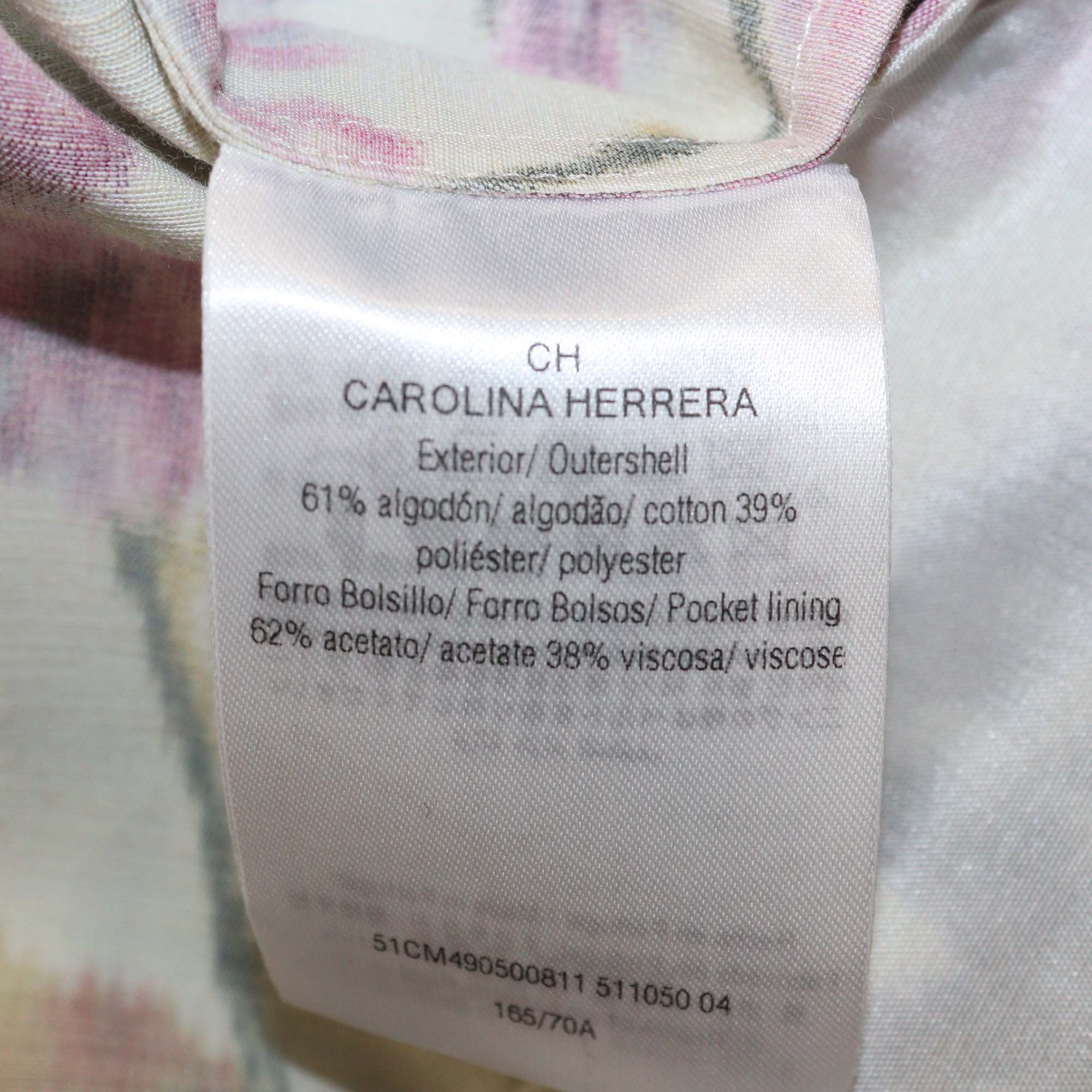 CH Carolina Herrera Multicolor Cotton Floral Print Chiné A-Line Jacket & Belted Maxi Skirt Set