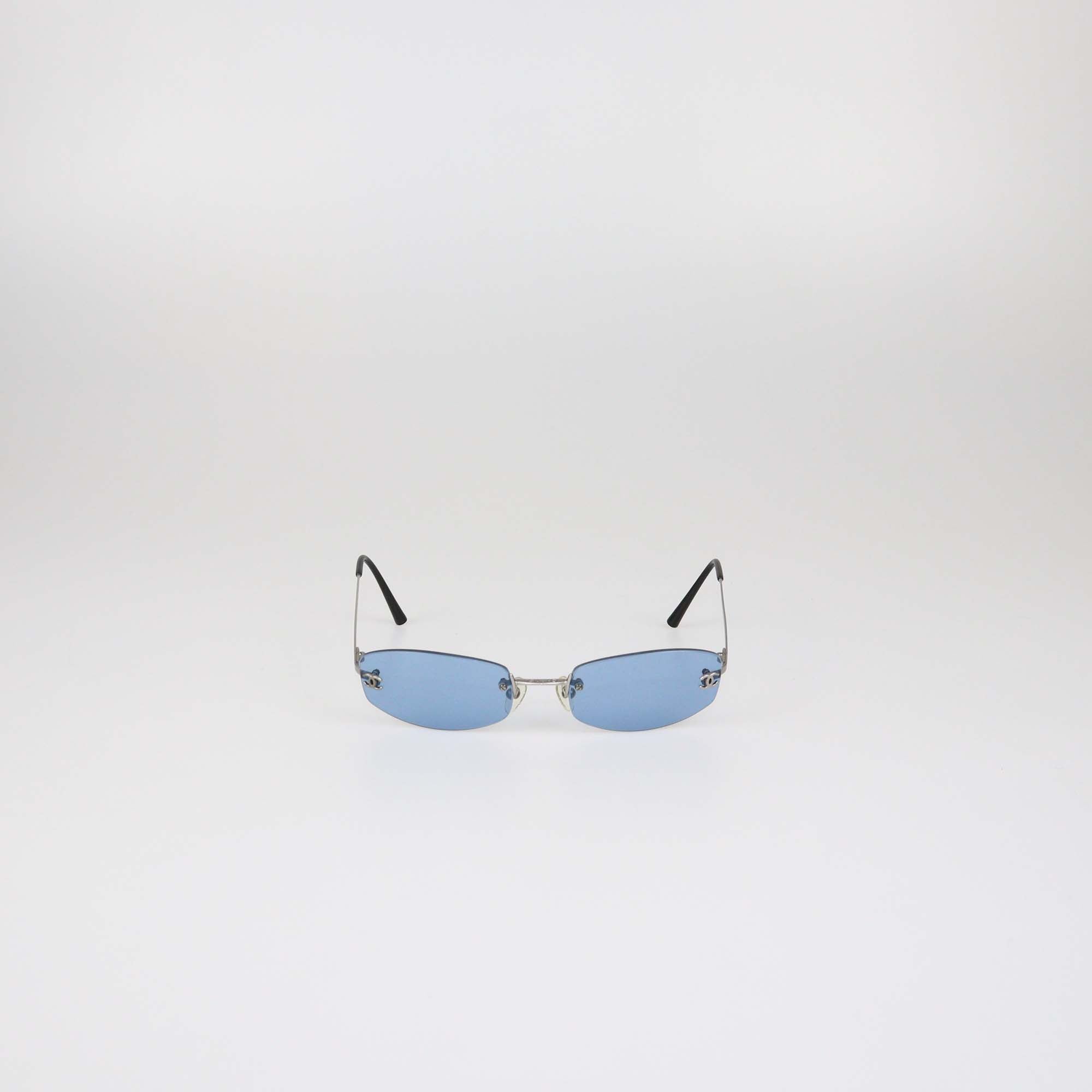 Chanel Blue Rimless Sunglasses