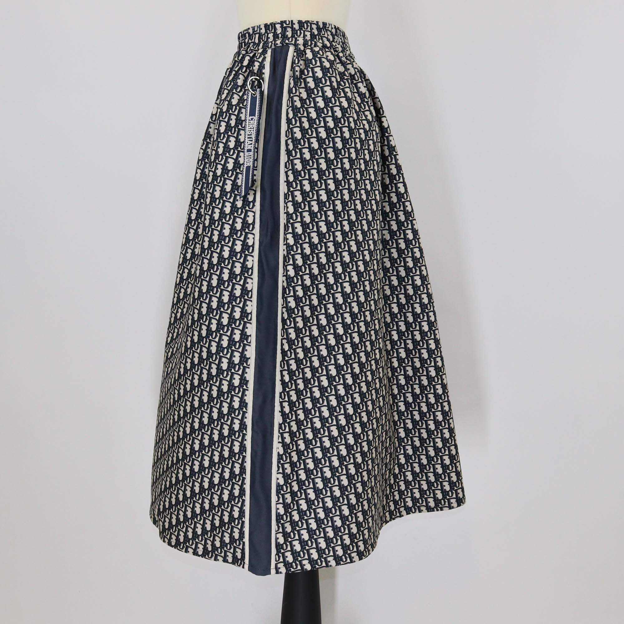 Christian Dior Navy Blue Oblique Jacquard Midi Skirt