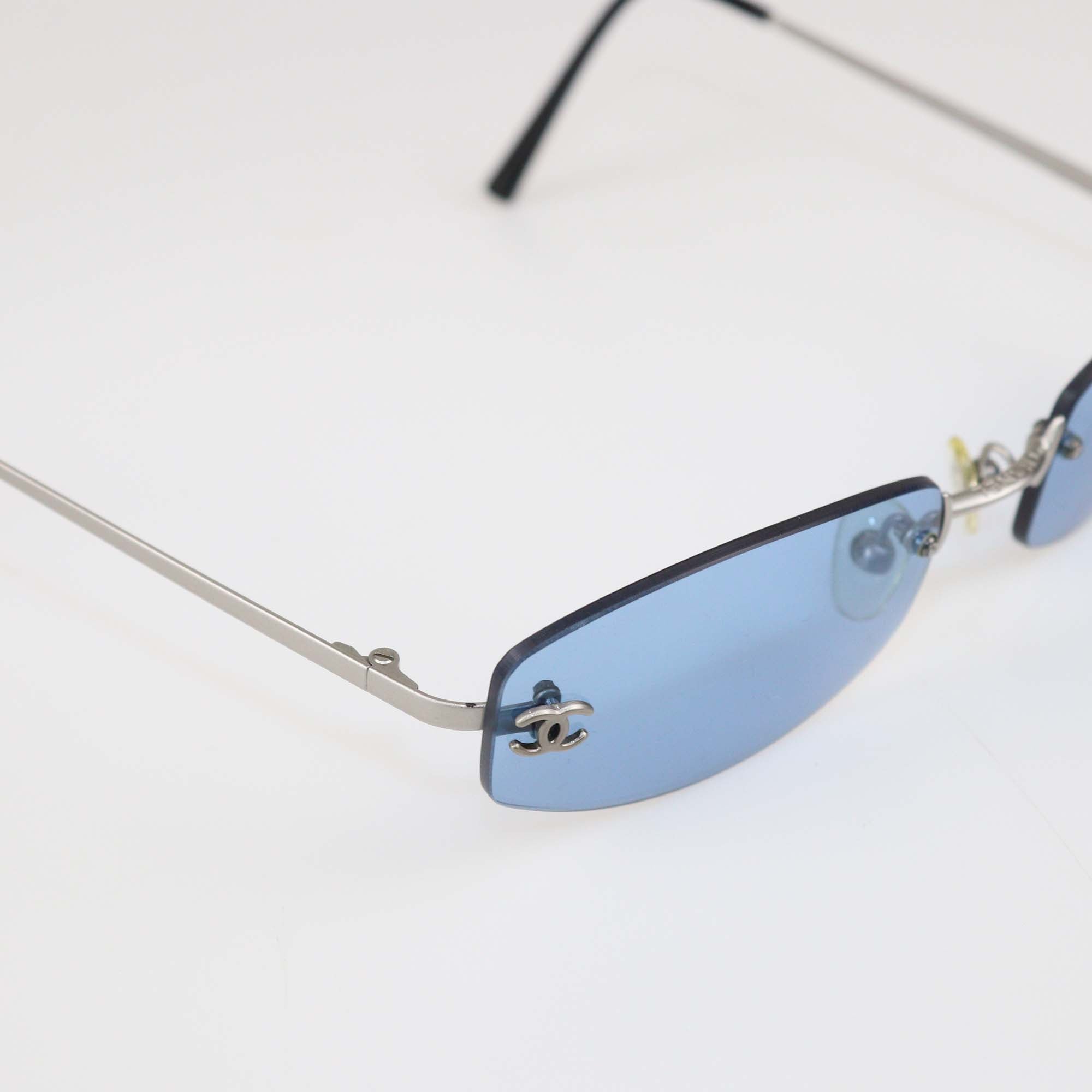 Chanel Blue Rimless Sunglasses