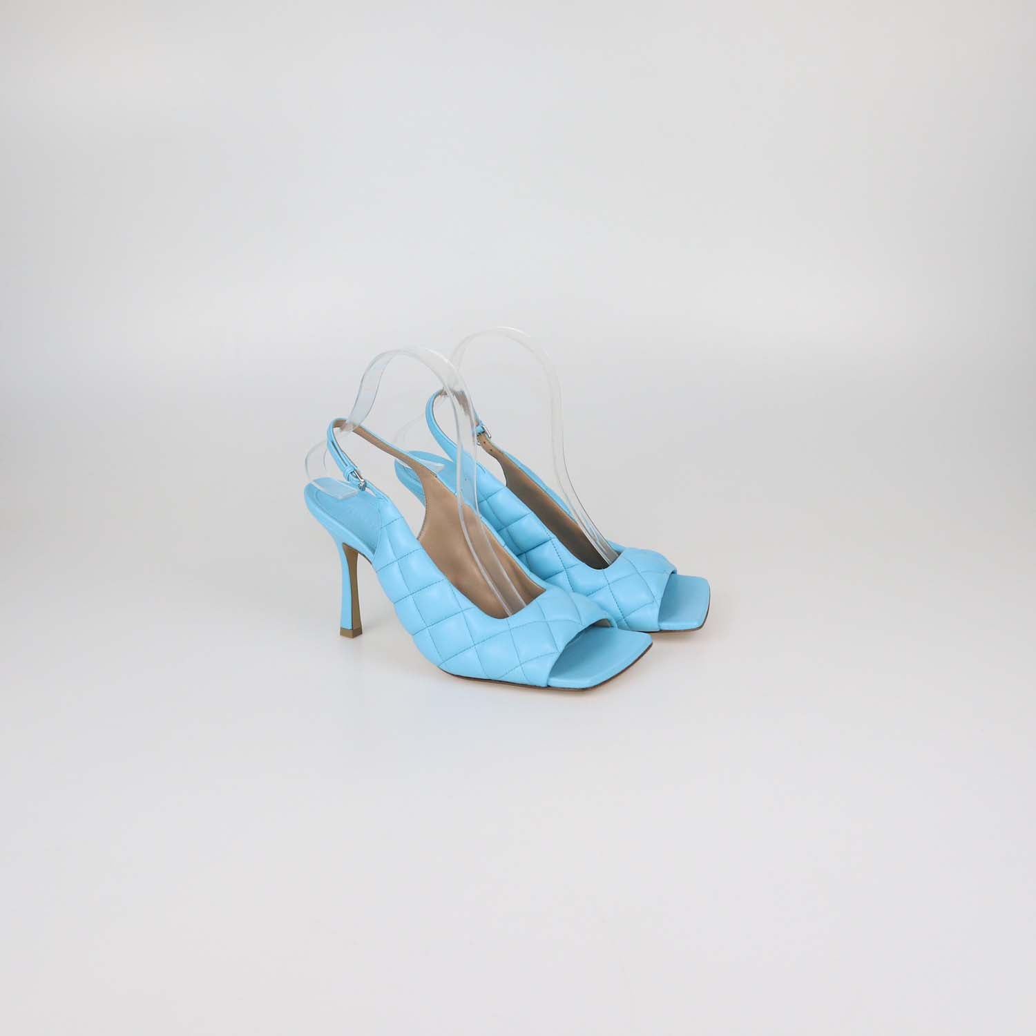 Bottega Veneta Light Blue Quilted Padded Leather Slingback Sandals