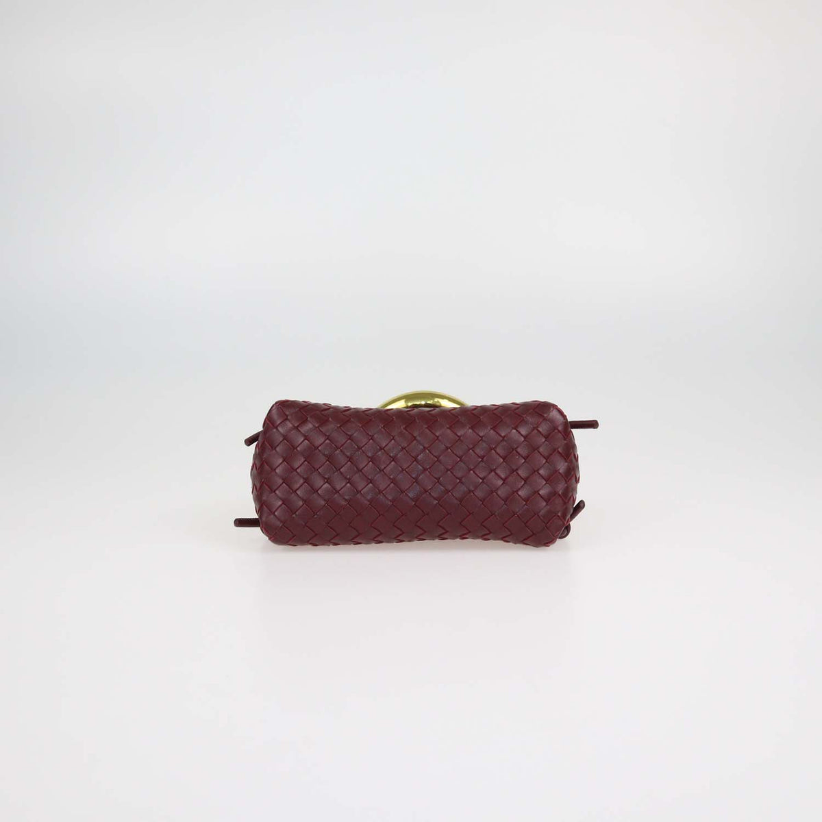 Bottega Veneta Dark Red Intrecciato Leather Concert Pouch Bag
