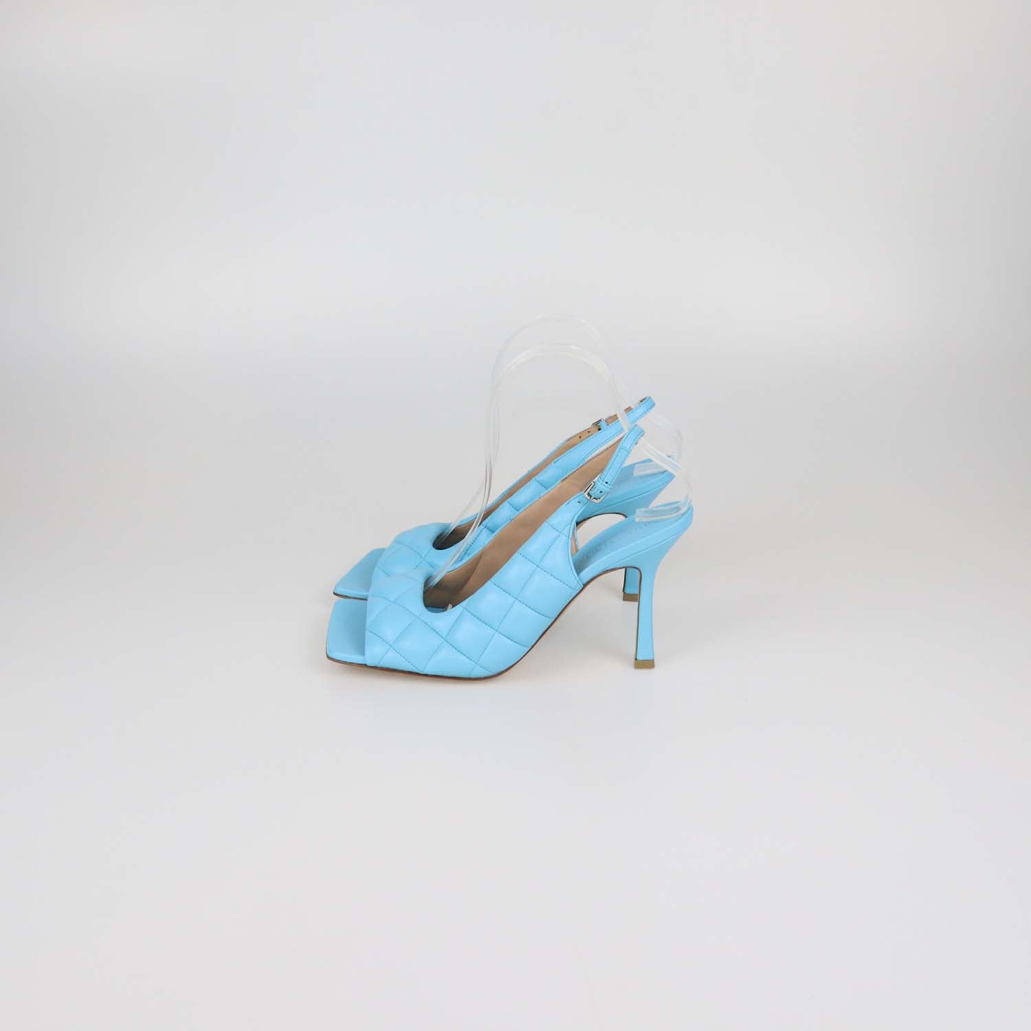 Bottega Veneta Light Blue Quilted Padded Leather Slingback Sandals