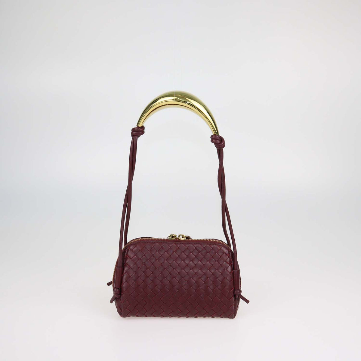 Bottega Veneta Dark Red Intrecciato Leather Concert Pouch Bag